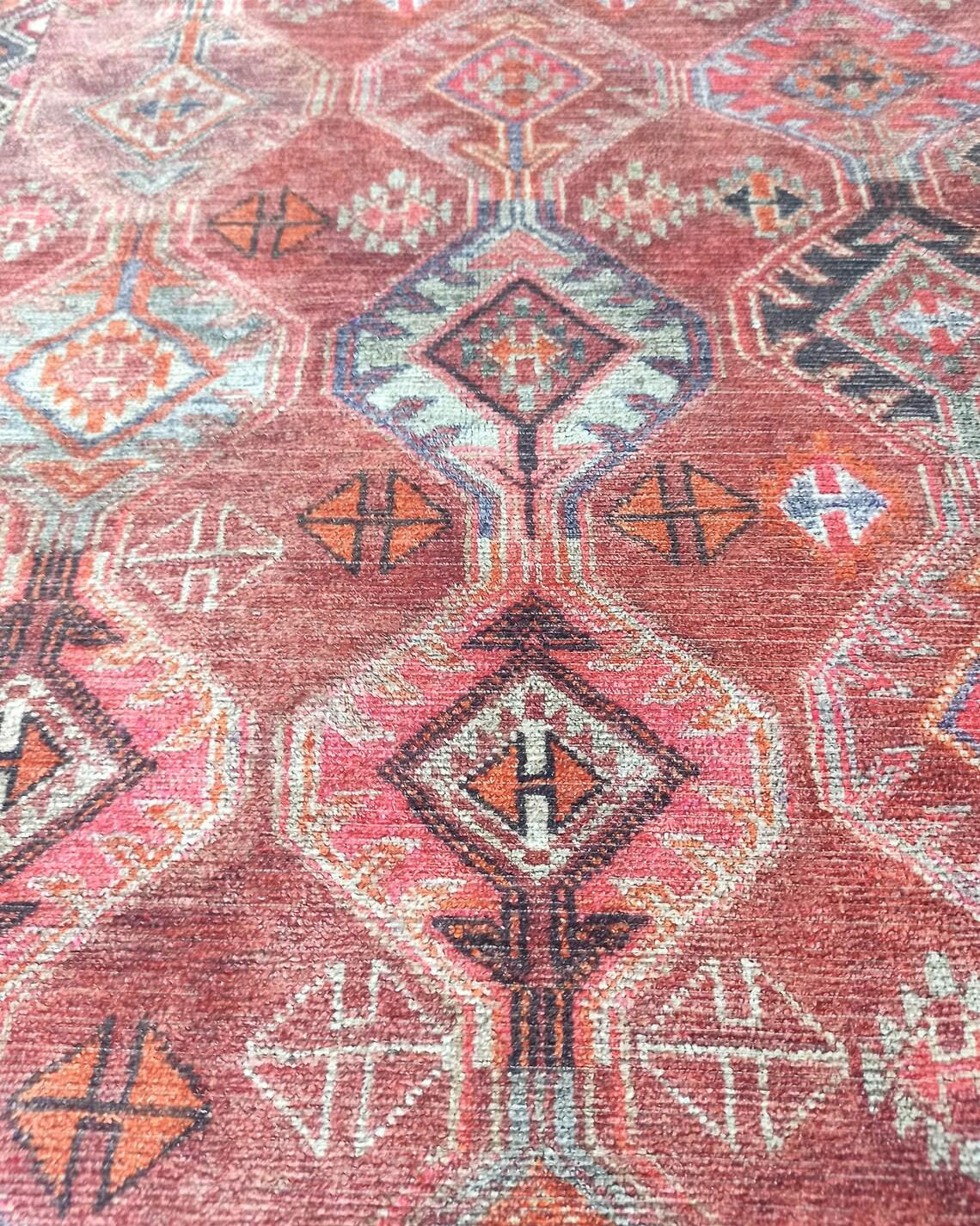 Kaki Rug Turkish Vintage Terracotta Red Orange Pink Rug