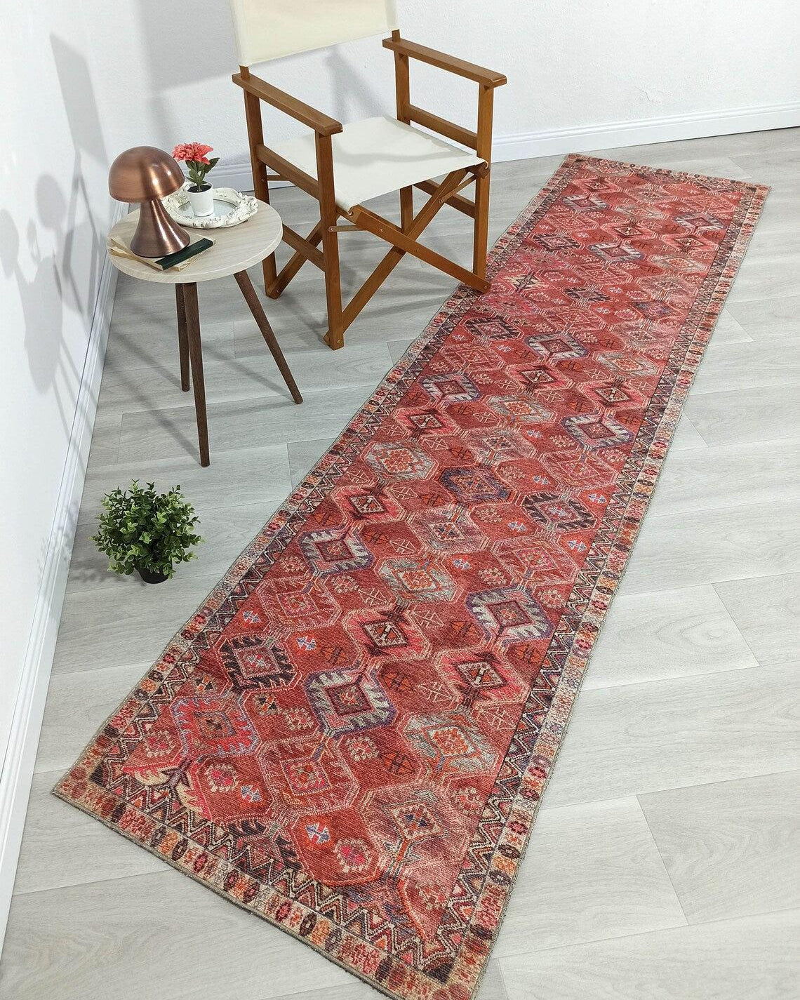 Kaki Rug Turkish Vintage Terracotta Red Orange Pink Rug