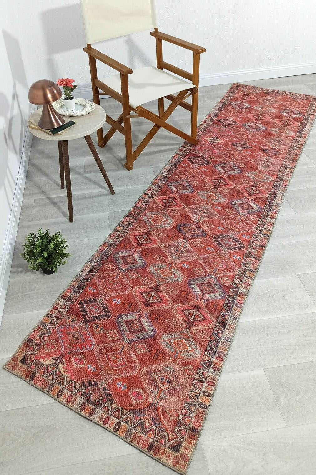 Kaki Rug Turkish Vintage Terracotta Red Orange Pink Rug