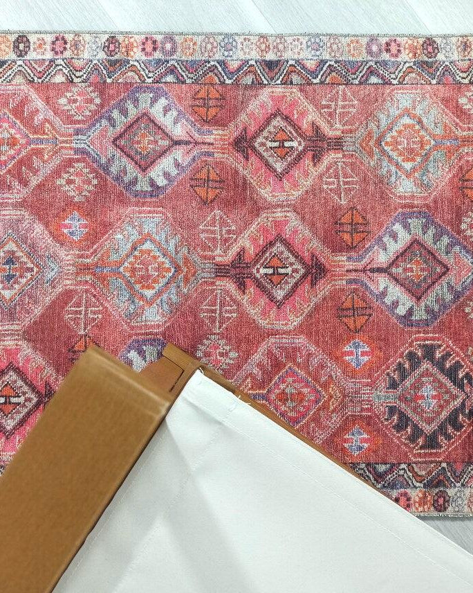 Kaki Rug Turkish Vintage Terracotta Red Orange Pink Rug