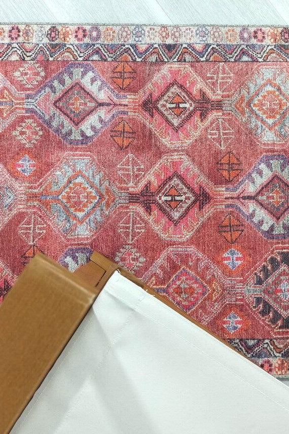 Kaki Rug Turkish Vintage Terracotta Red Orange Pink Rug