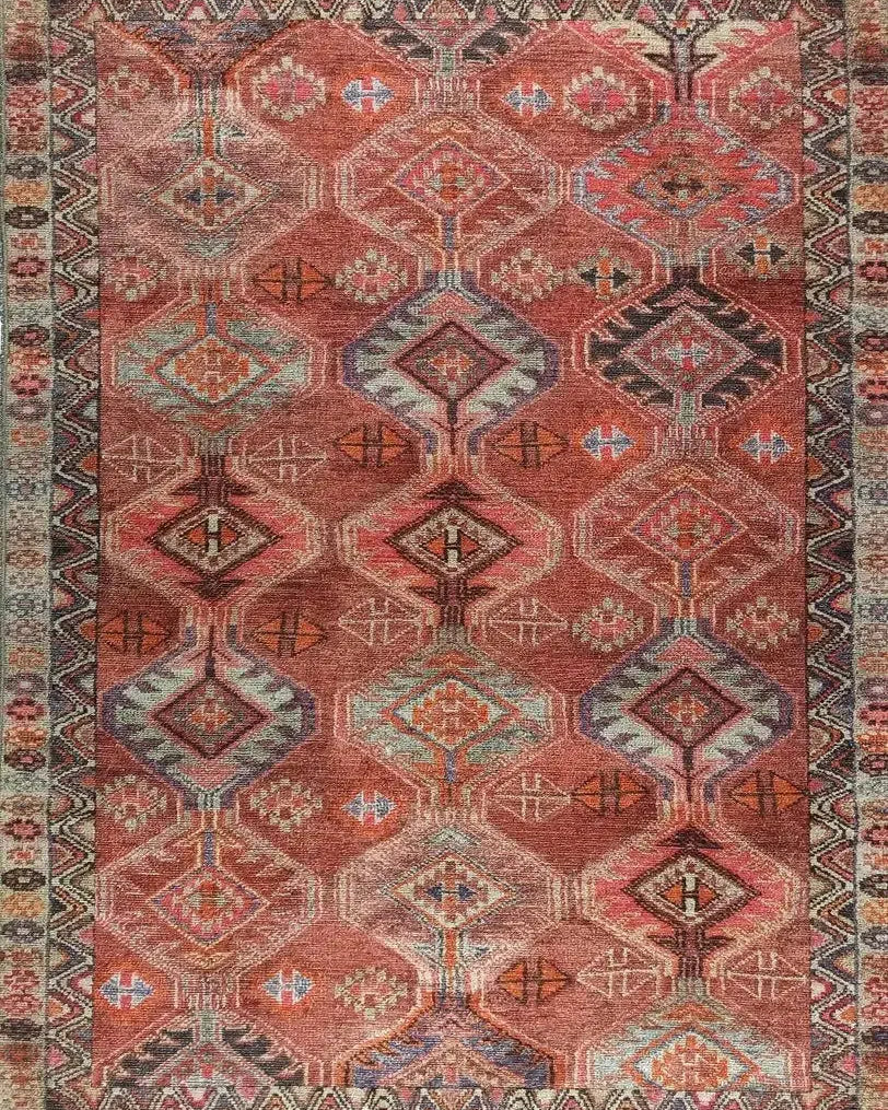 Kaki Rug Turkish Vintage Terracotta Red Orange Pink Rug