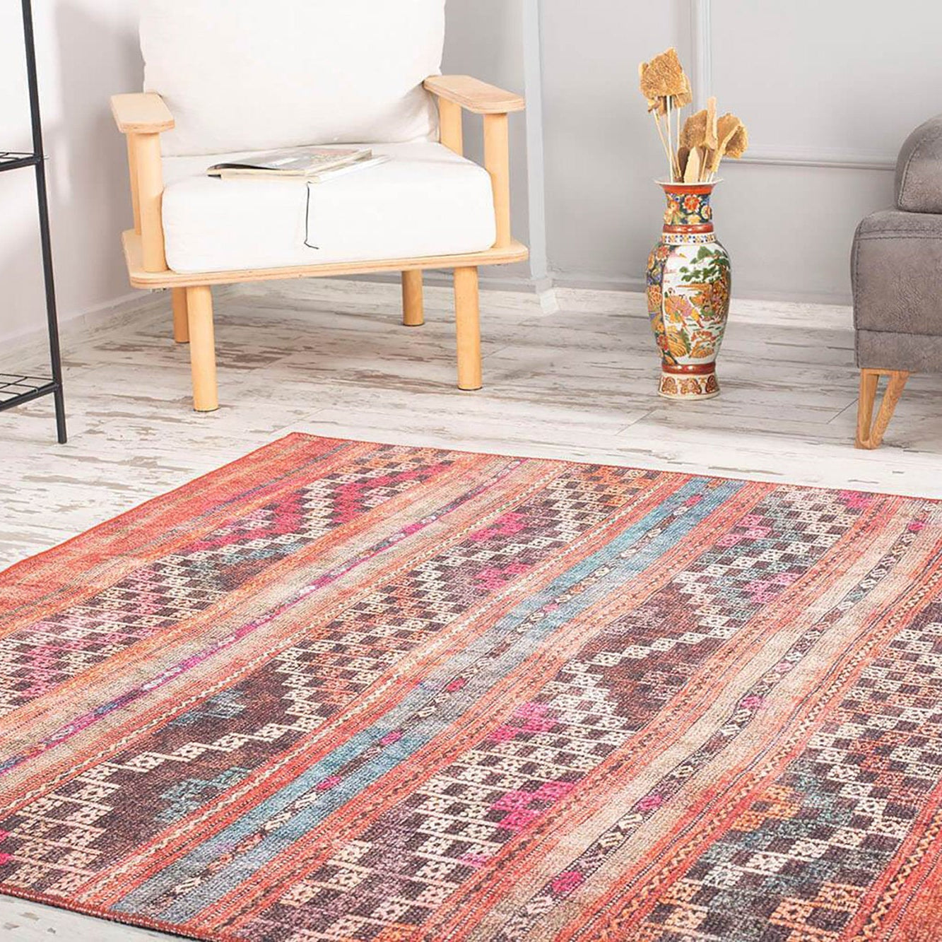 Kala Turkish Red Orange Rug