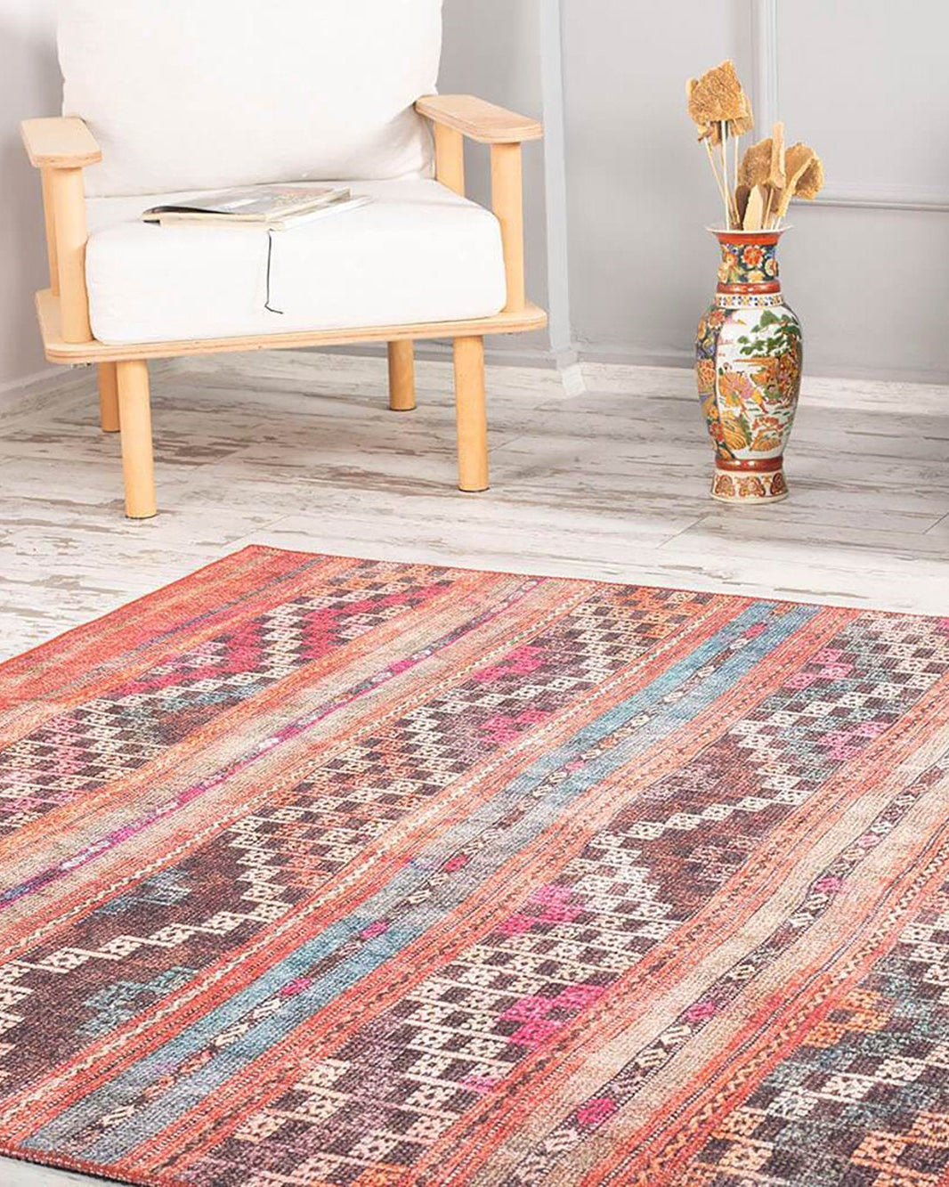 Kala Turkish Red Orange Rug