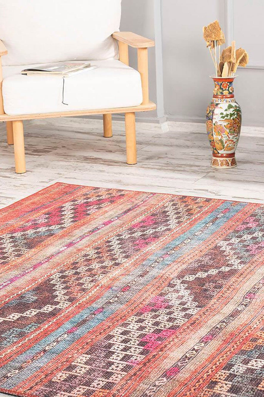 Kala Turkish Red Orange Rug