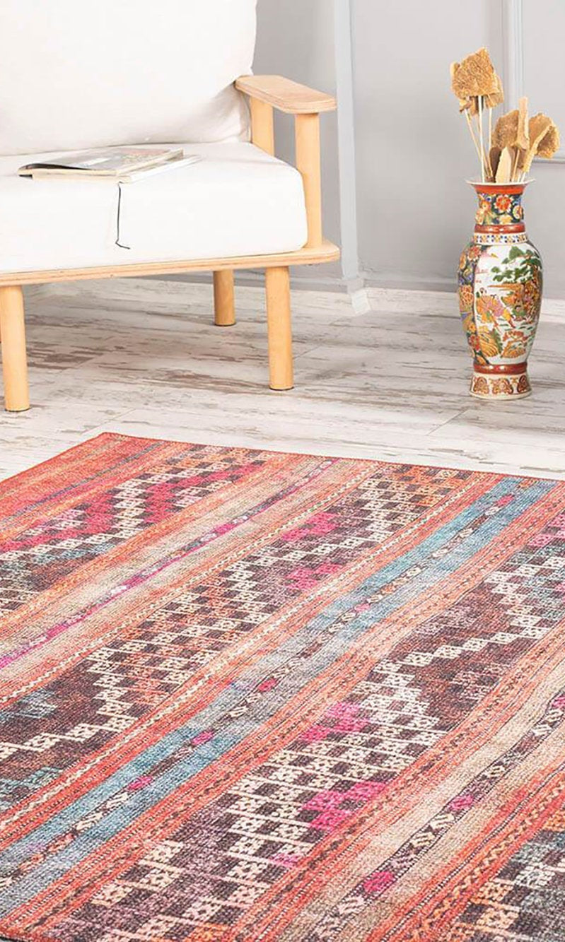 Kala Turkish Red Orange Rug