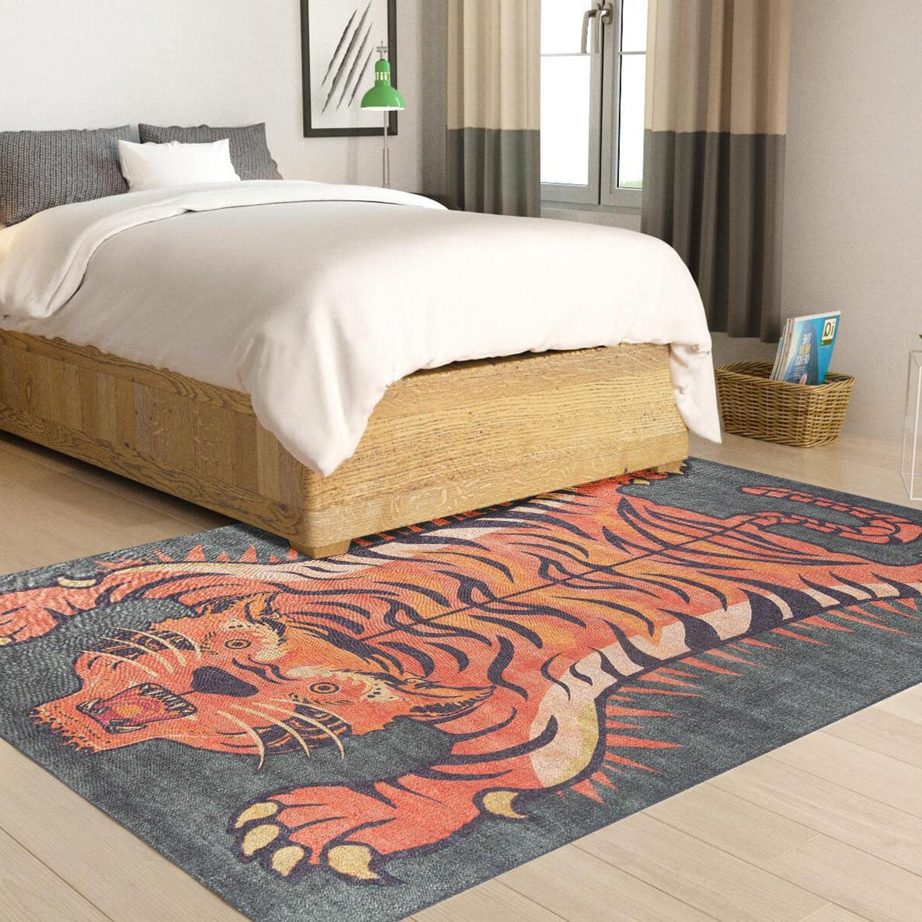 Kaplan Tibetan Tiger Orange & Faded Green Rug