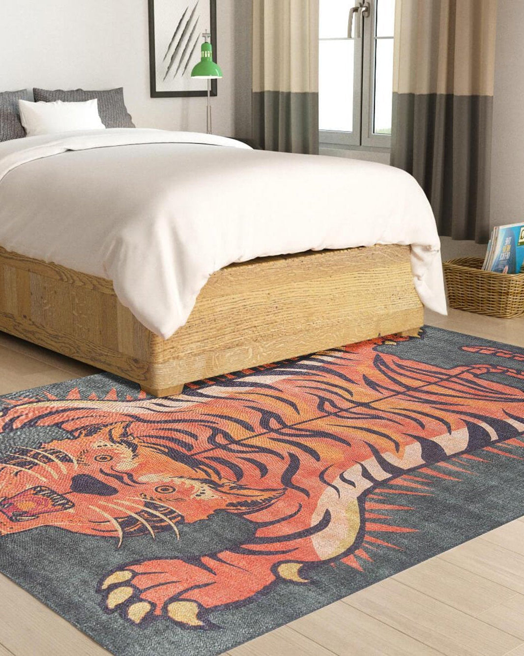 Kaplan Tibetan Tiger Orange & Faded Green Rug