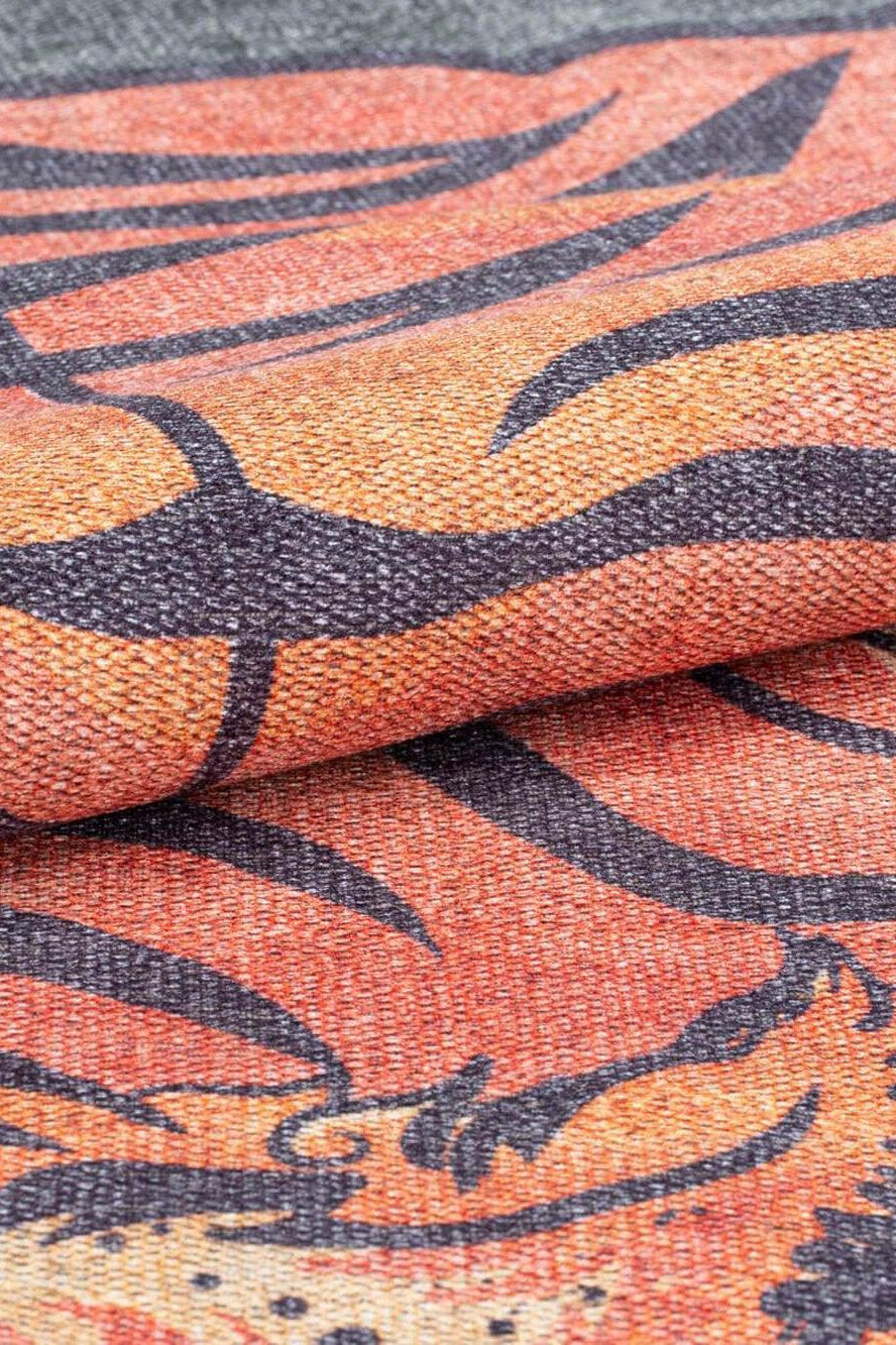 Kaplan Tibetan Tiger Orange & Faded Green Rug