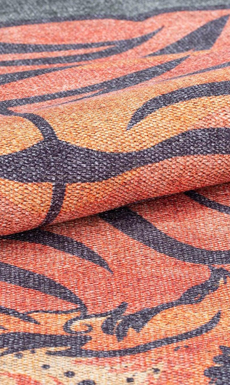 Kaplan Tibetan Tiger Orange & Faded Green Rug