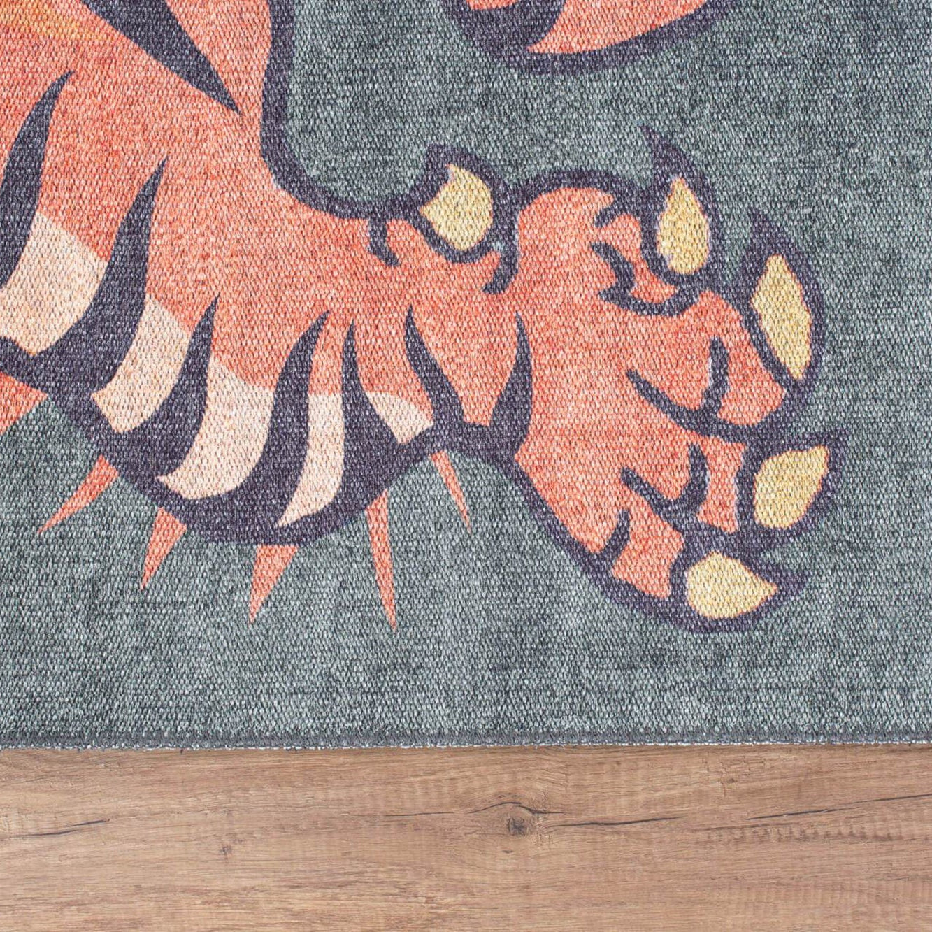 Kaplan Tibetan Tiger Orange & Faded Green Rug