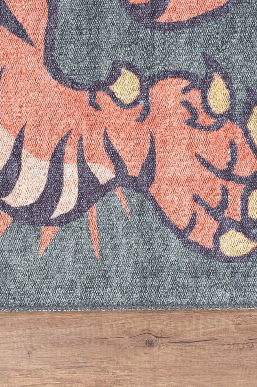 Kaplan Tibetan Tiger Orange & Faded Green Rug