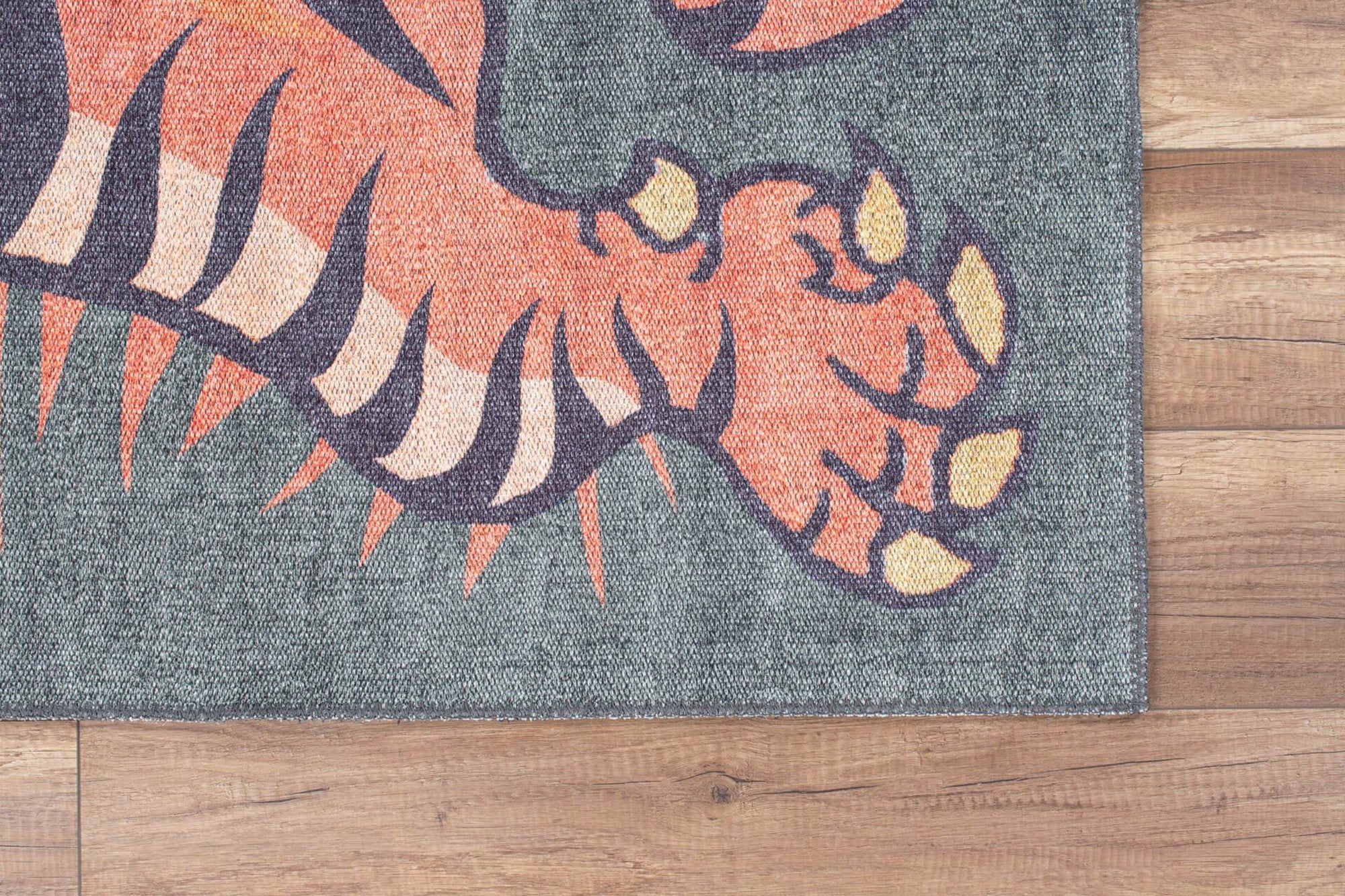 Kaplan Tibetan Tiger Orange & Faded Green Rug