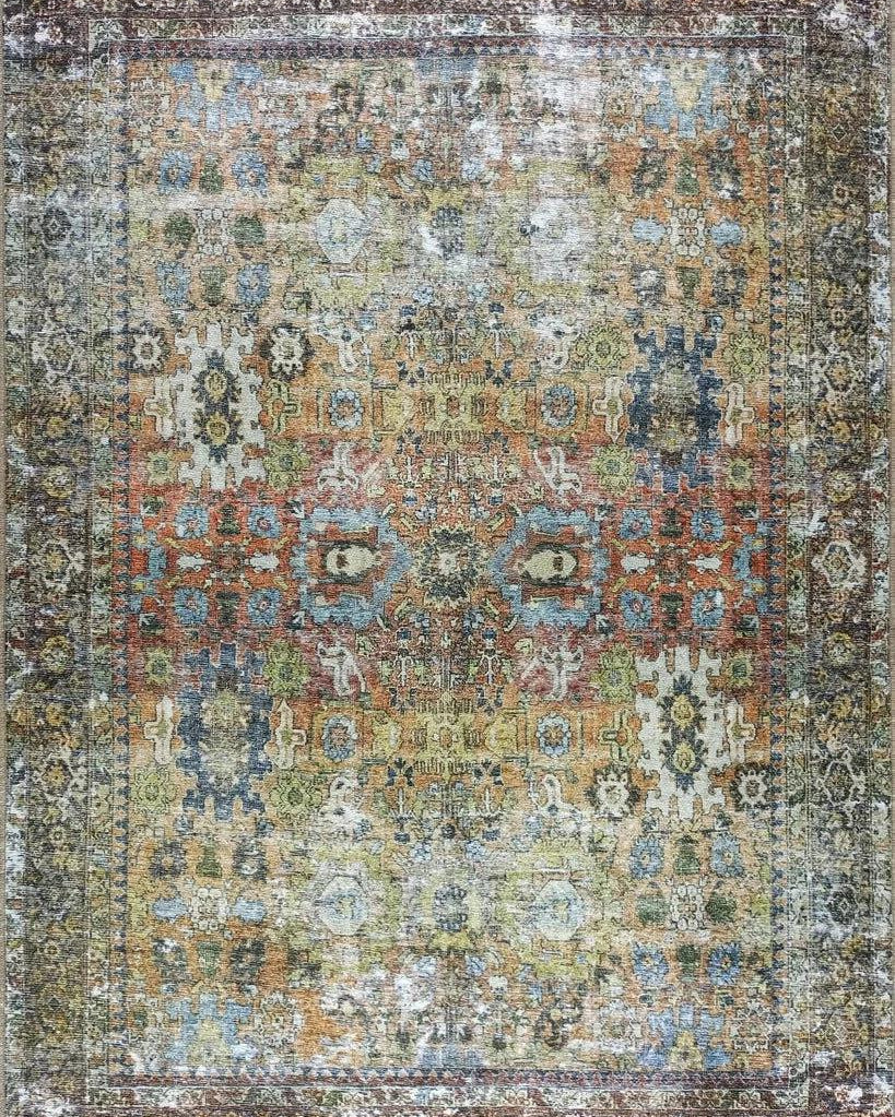 Karmila Rug Oushak Earth Tones Olive Turkish Rug