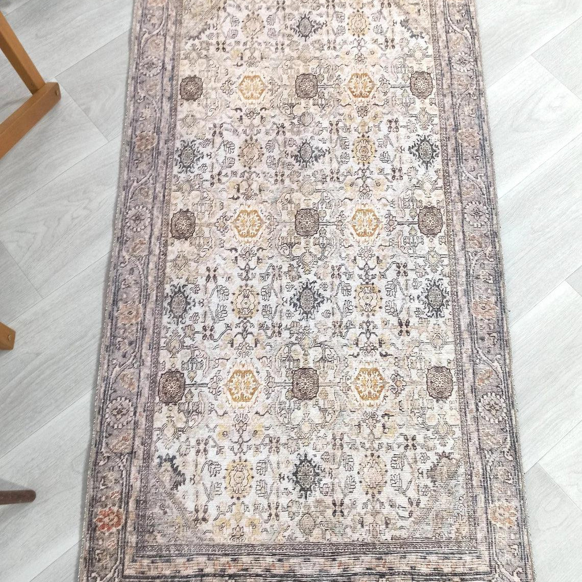 Karta Rug Turkish Vintage Beige Brown Floral Rug