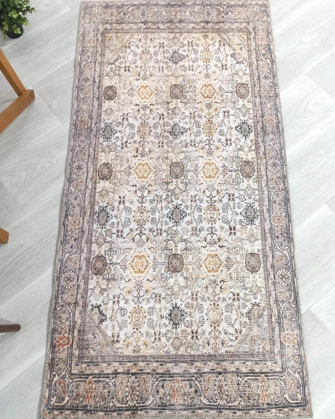 Karta Rug Turkish Vintage Beige Brown Floral Rug