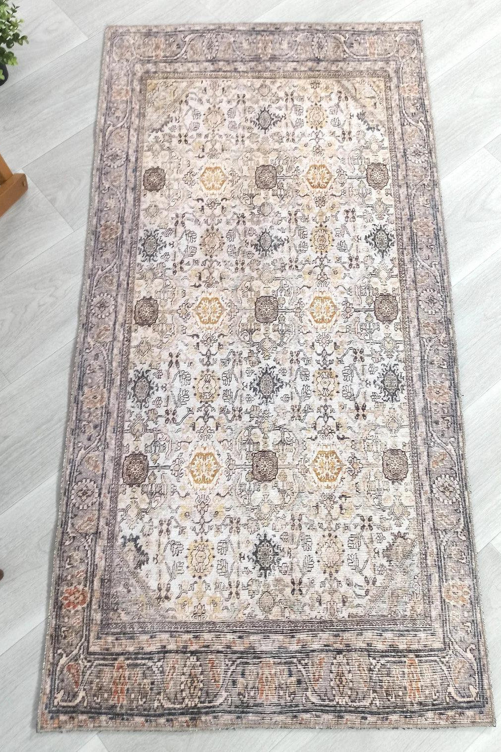 Karta Rug Turkish Vintage Beige Brown Floral Rug