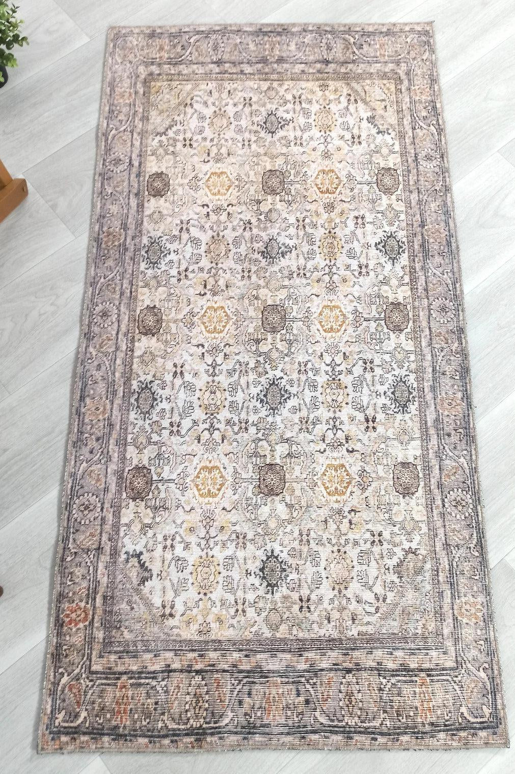 Karta Rug Turkish Vintage Beige Brown Floral Rug
