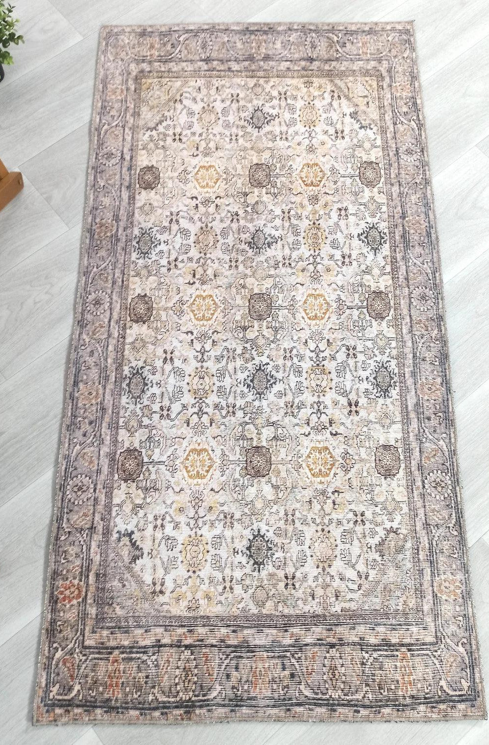 Karta Rug Turkish Vintage Beige Brown Floral Rug