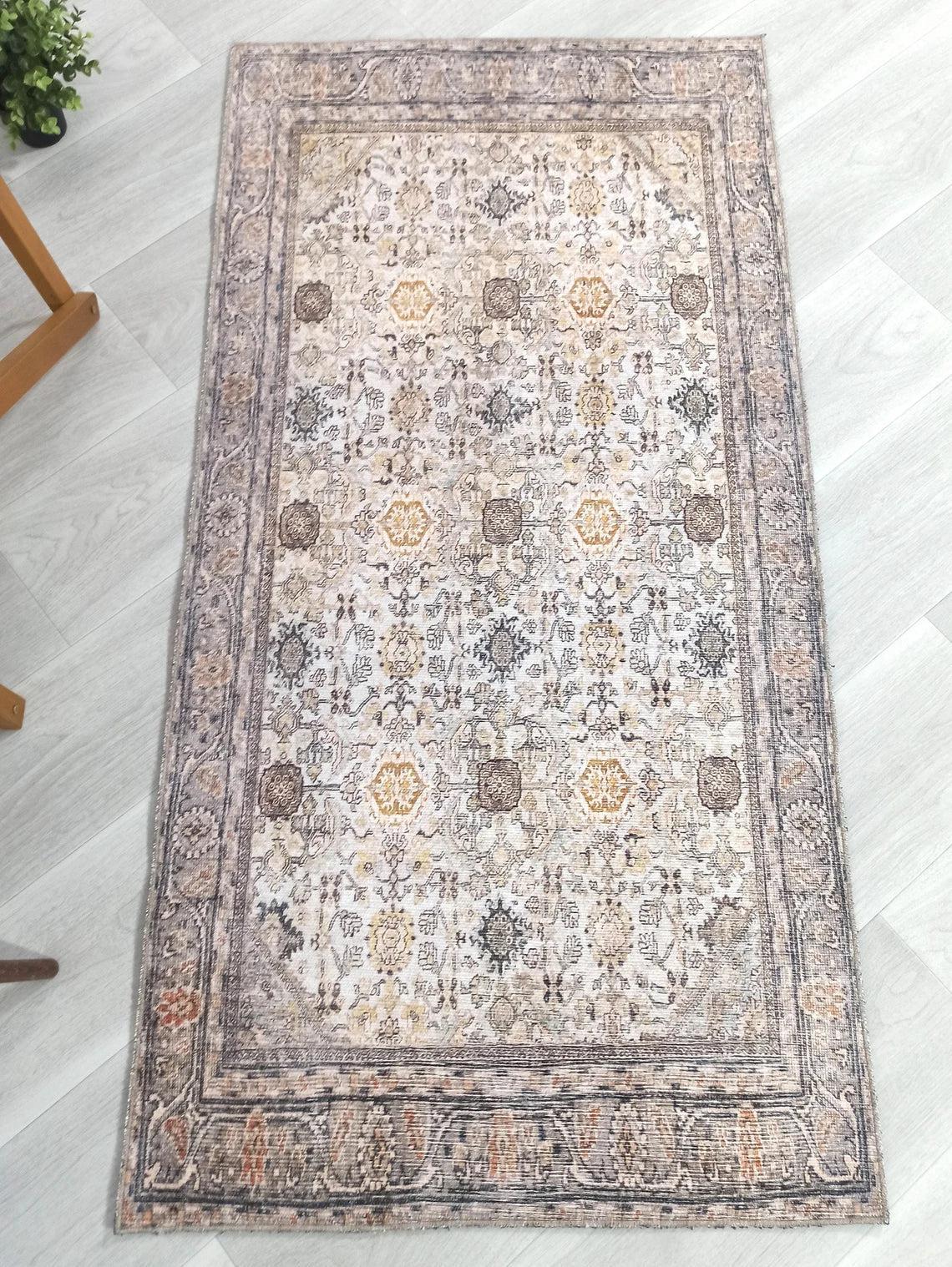 Karta Rug Turkish Vintage Beige Brown Floral Rug