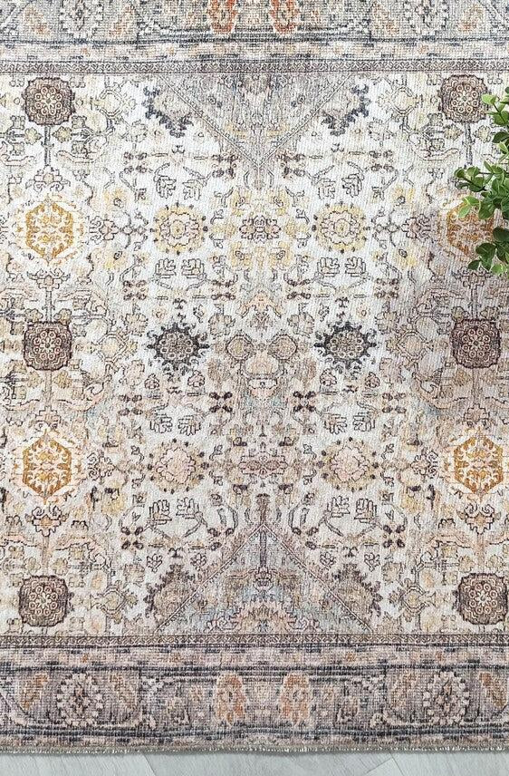 Karta Rug Turkish Vintage Beige Brown Floral Rug