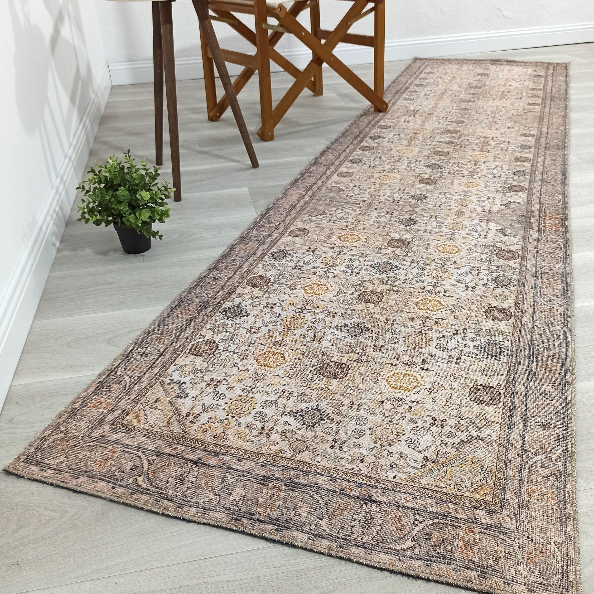 Karta Rug Turkish Vintage Beige Brown Floral Rug