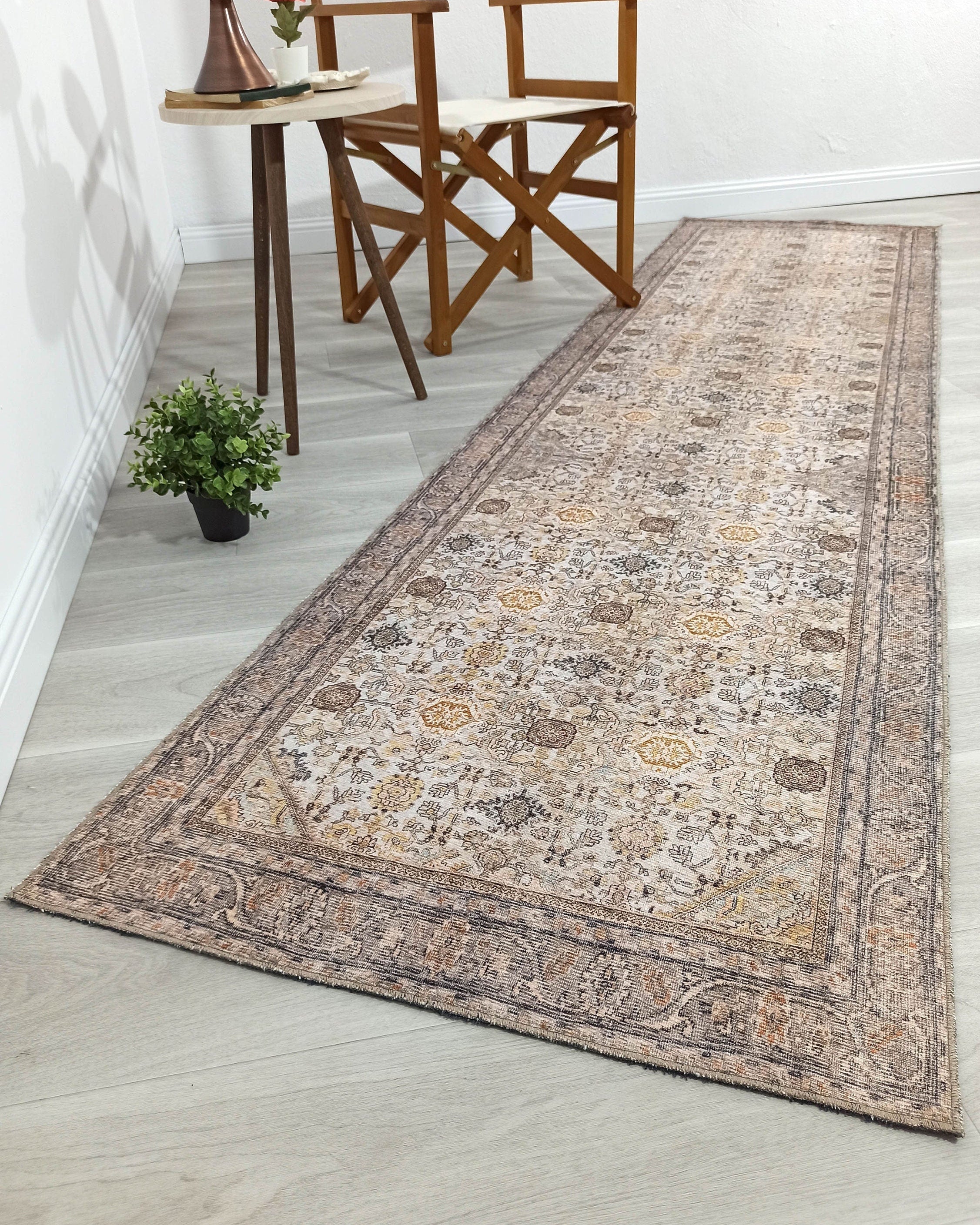 Karta Rug Turkish Vintage Beige Brown Floral Rug