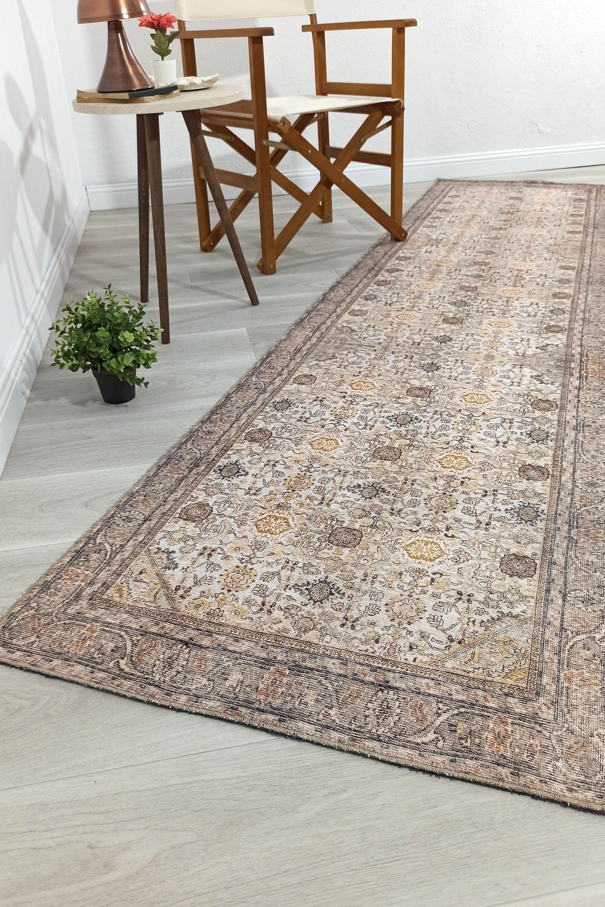Karta Rug Turkish Vintage Beige Brown Floral Rug