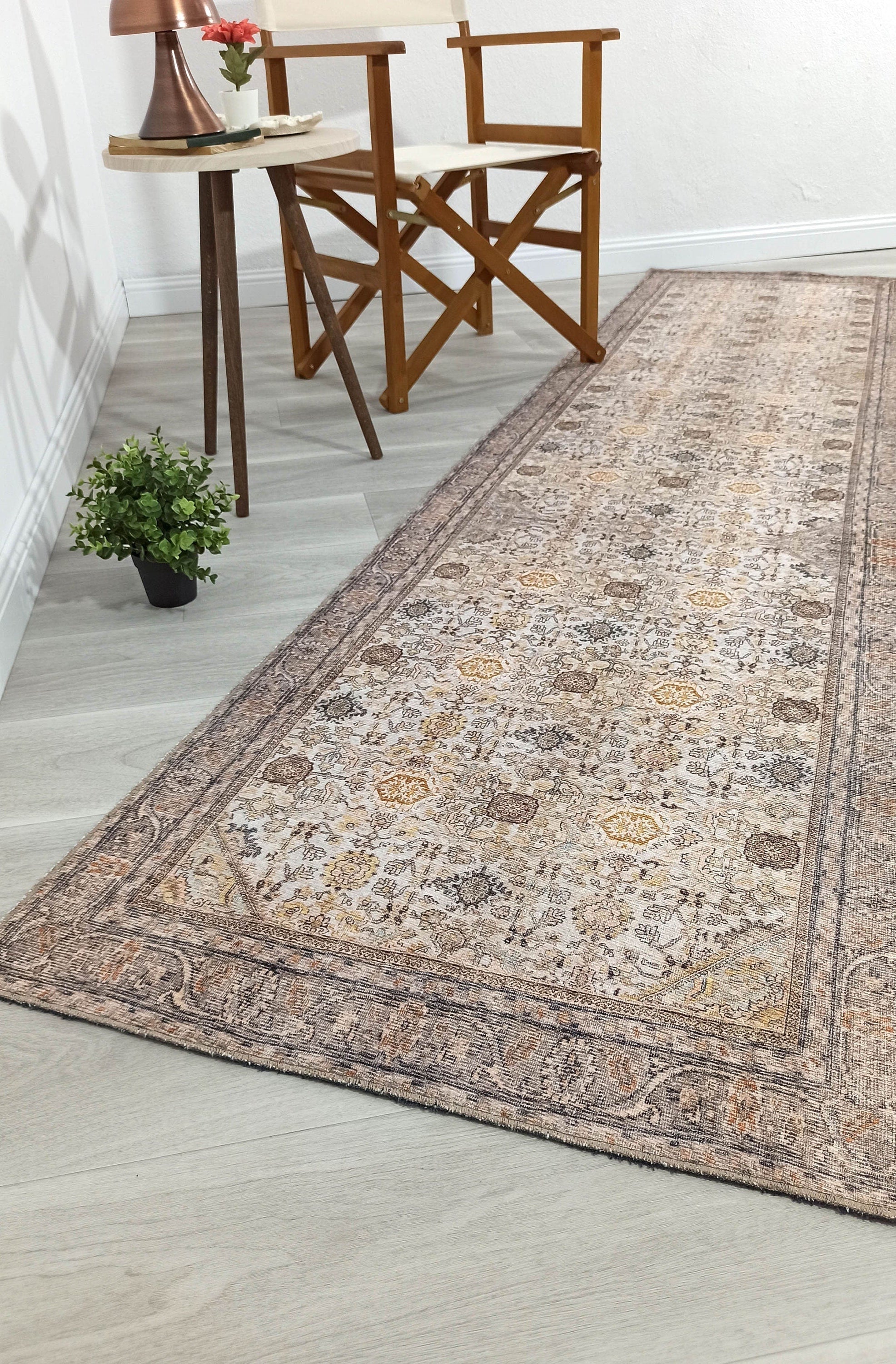 Karta Rug Turkish Vintage Beige Brown Floral Rug