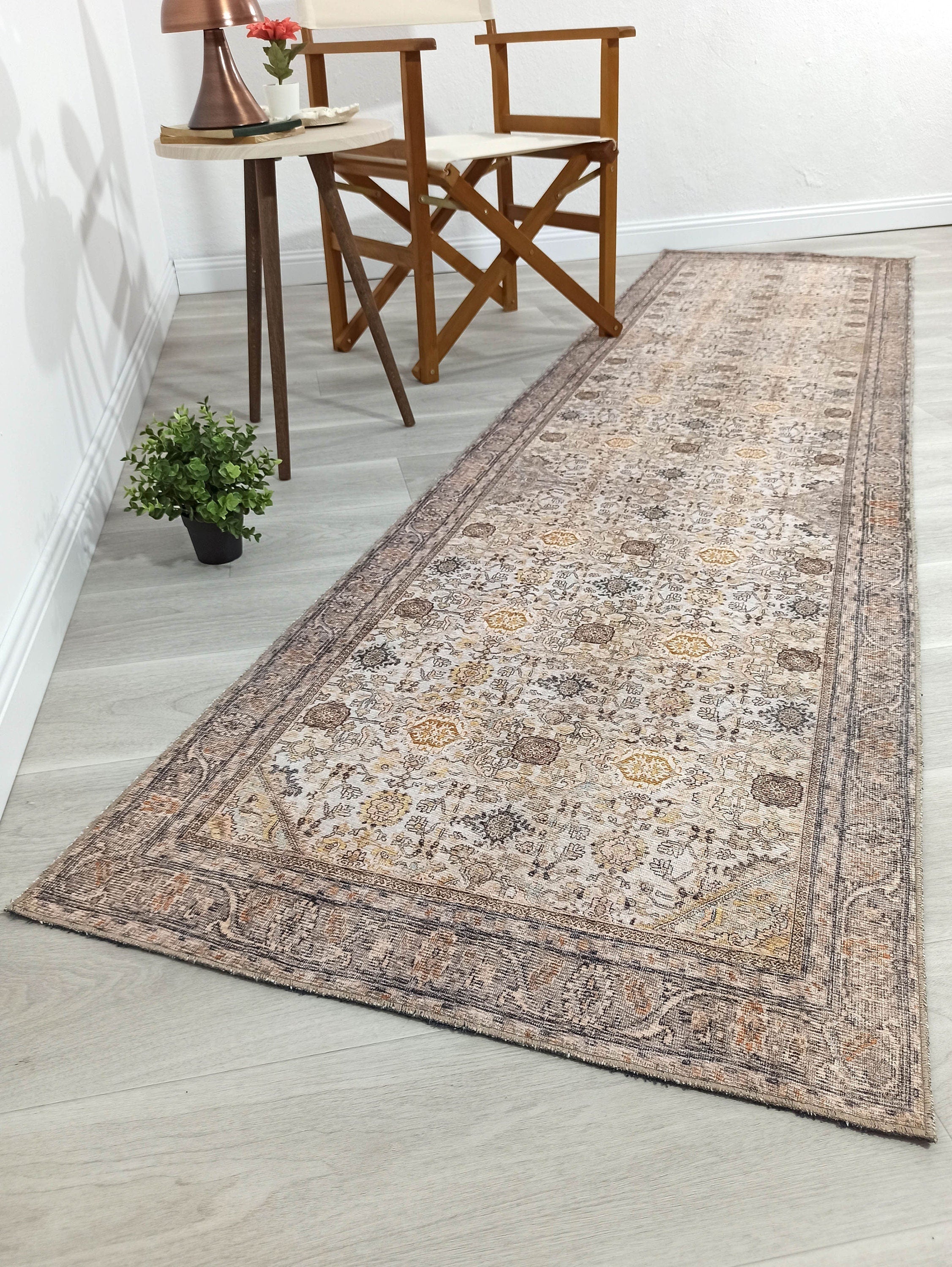 Karta Rug Turkish Vintage Beige Brown Floral Rug