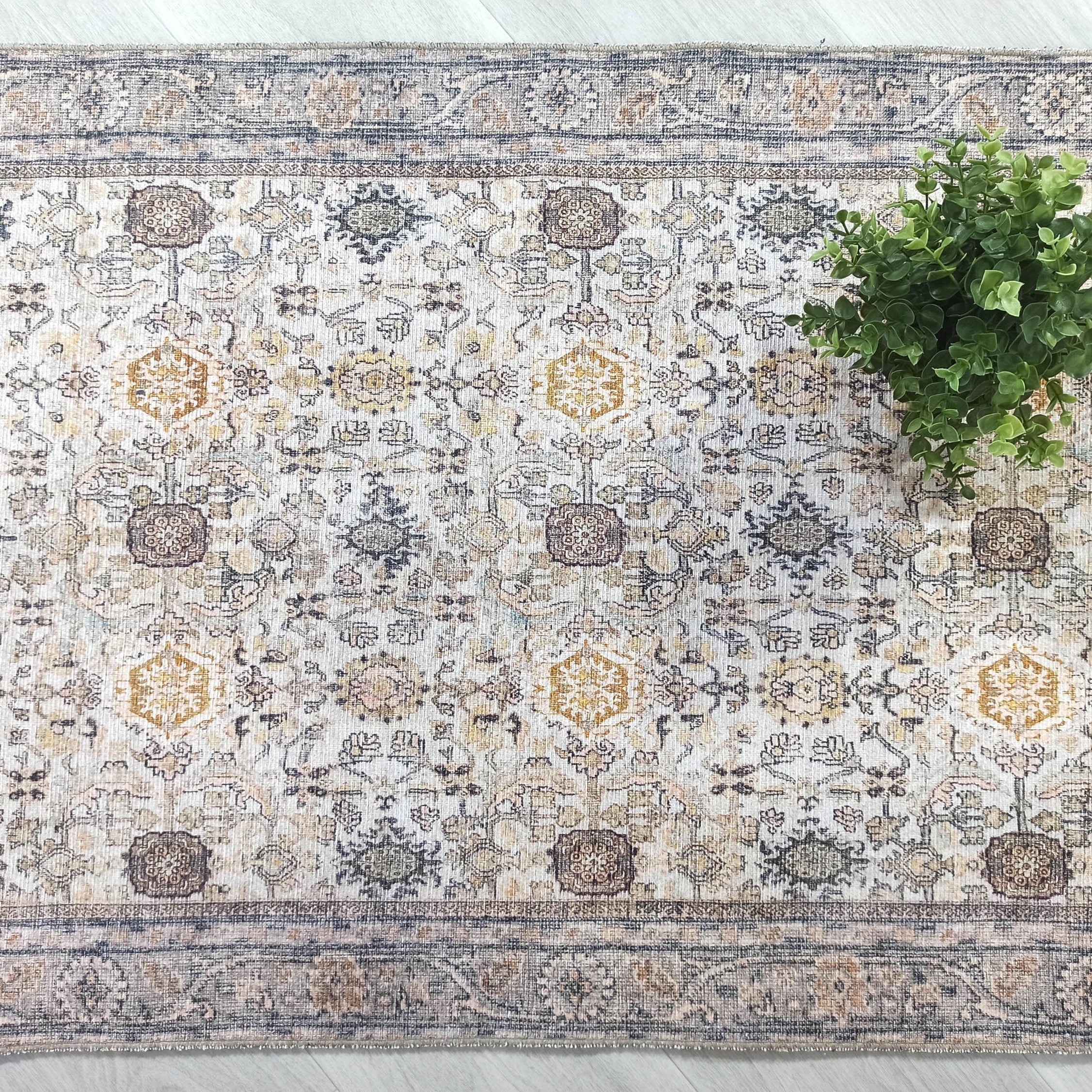 Karta Rug Turkish Vintage Beige Brown Floral Rug