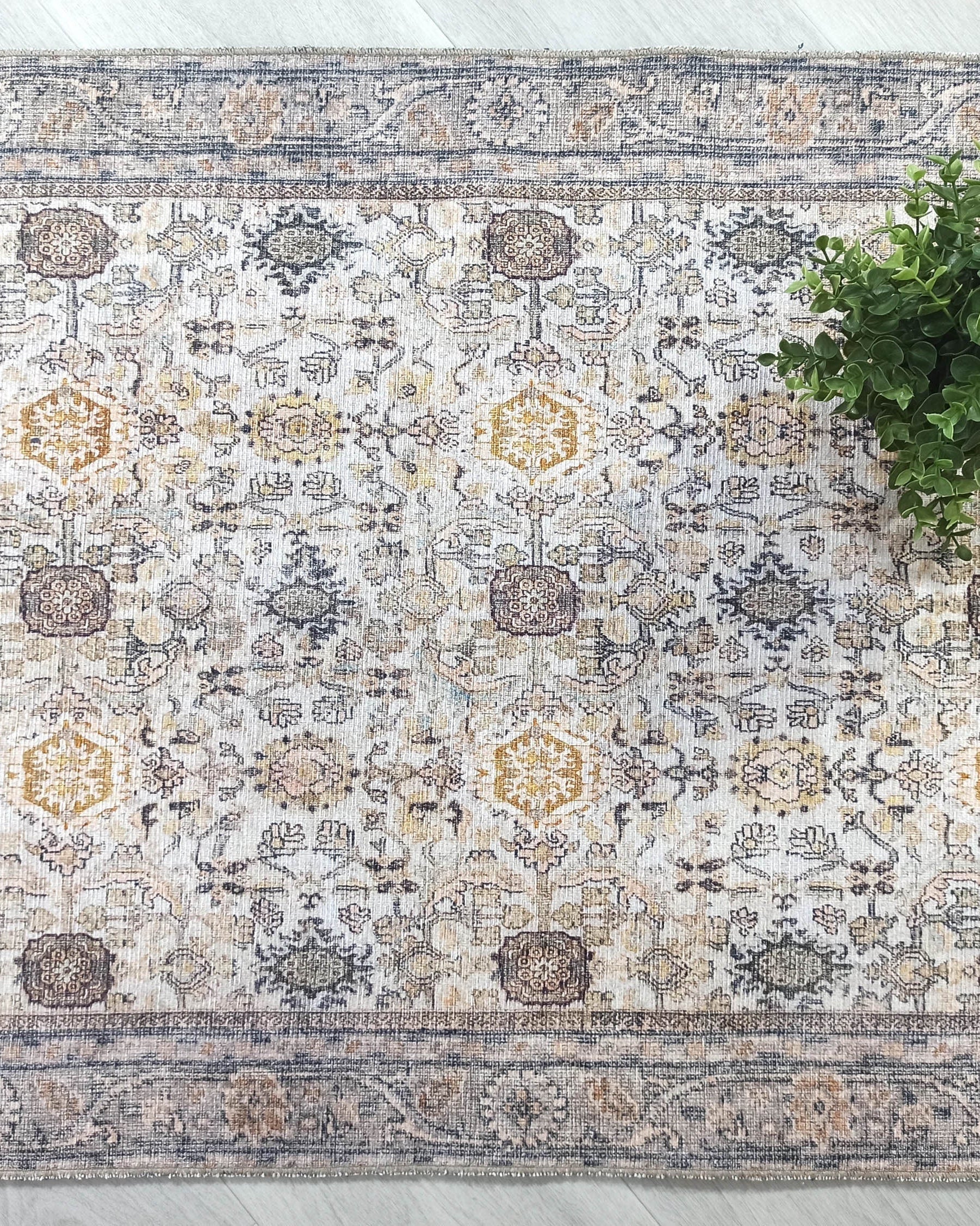 Karta Rug Turkish Vintage Beige Brown Floral Rug