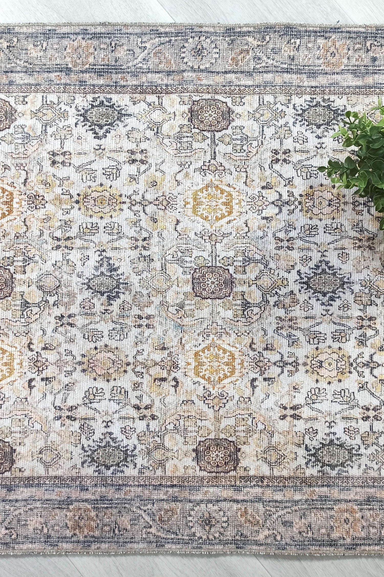 Karta Rug Turkish Vintage Beige Brown Floral Rug