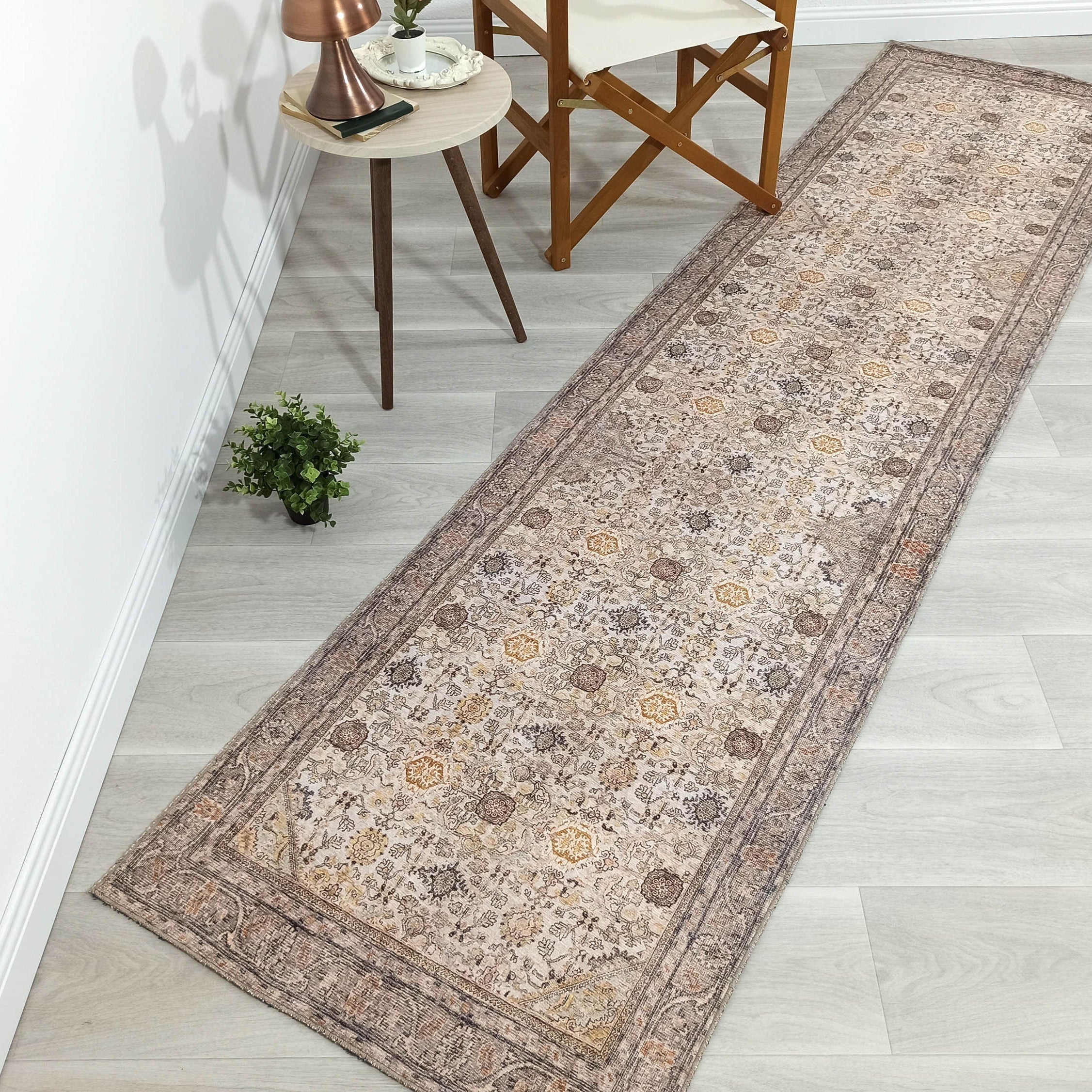 Karta Rug Turkish Vintage Beige Brown Floral Rug