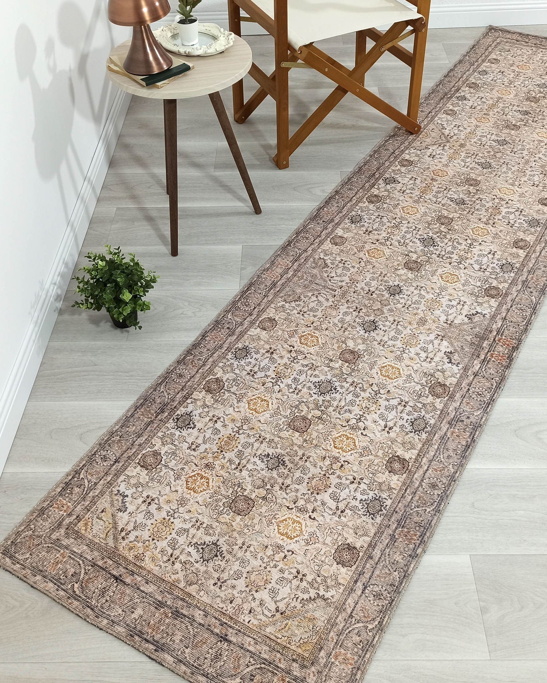 Karta Rug Turkish Vintage Beige Brown Floral Rug