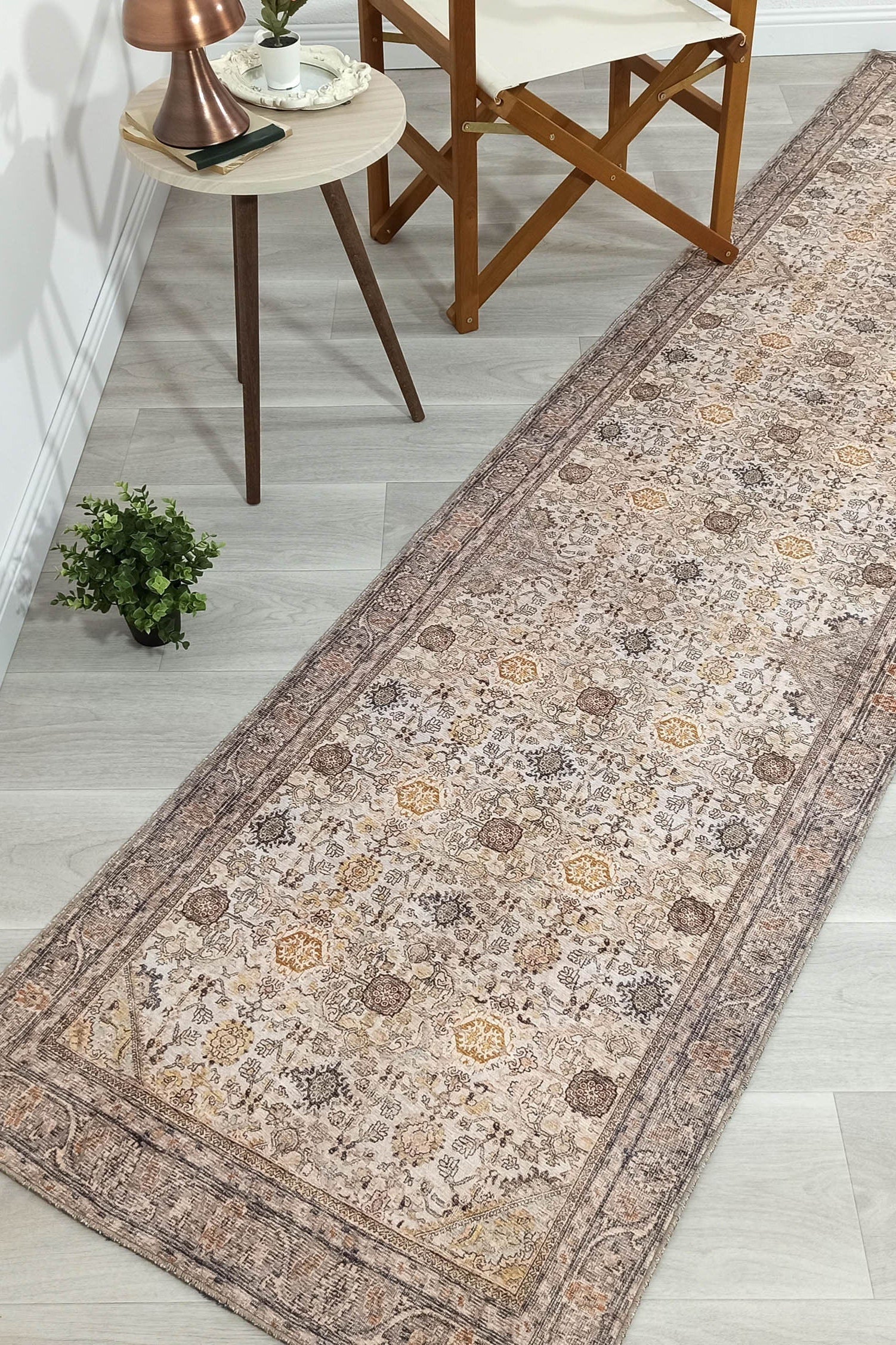 Karta Rug Turkish Vintage Beige Brown Floral Rug