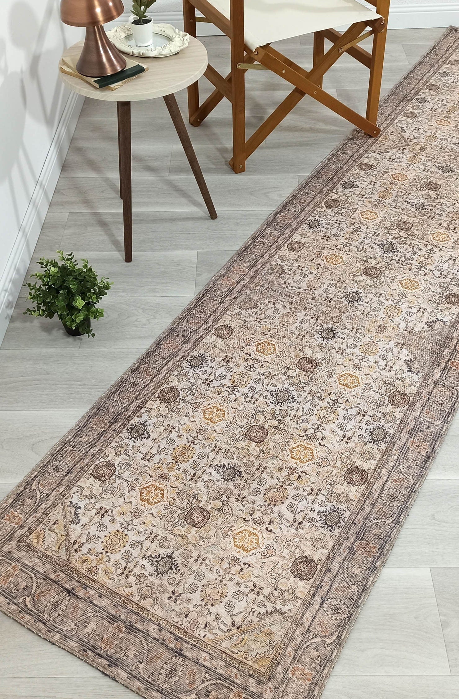 Karta Rug Turkish Vintage Beige Brown Floral Rug