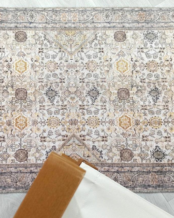 Karta Rug Turkish Vintage Beige Brown Floral Rug