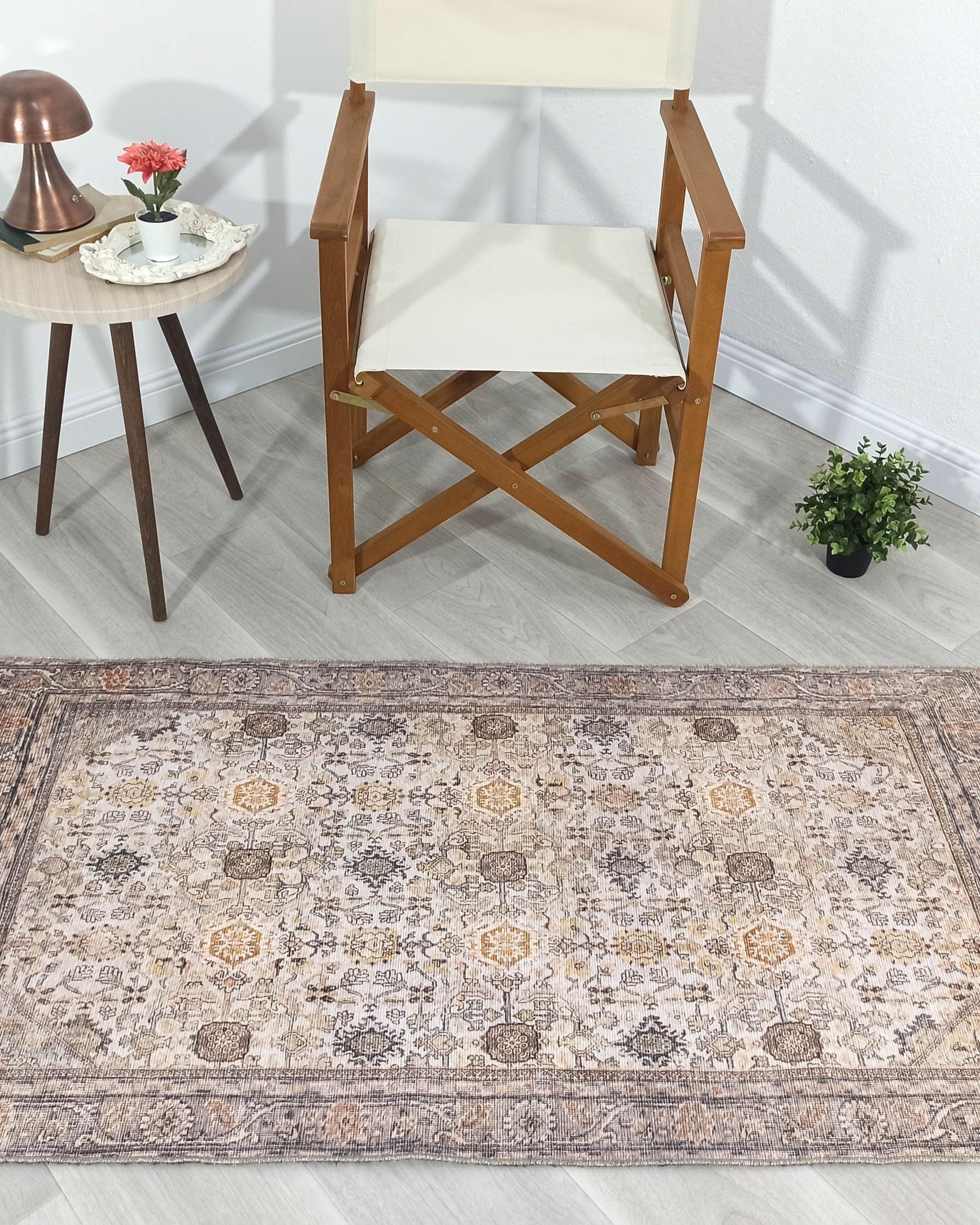 Karta Rug Turkish Vintage Beige Brown Floral Rug