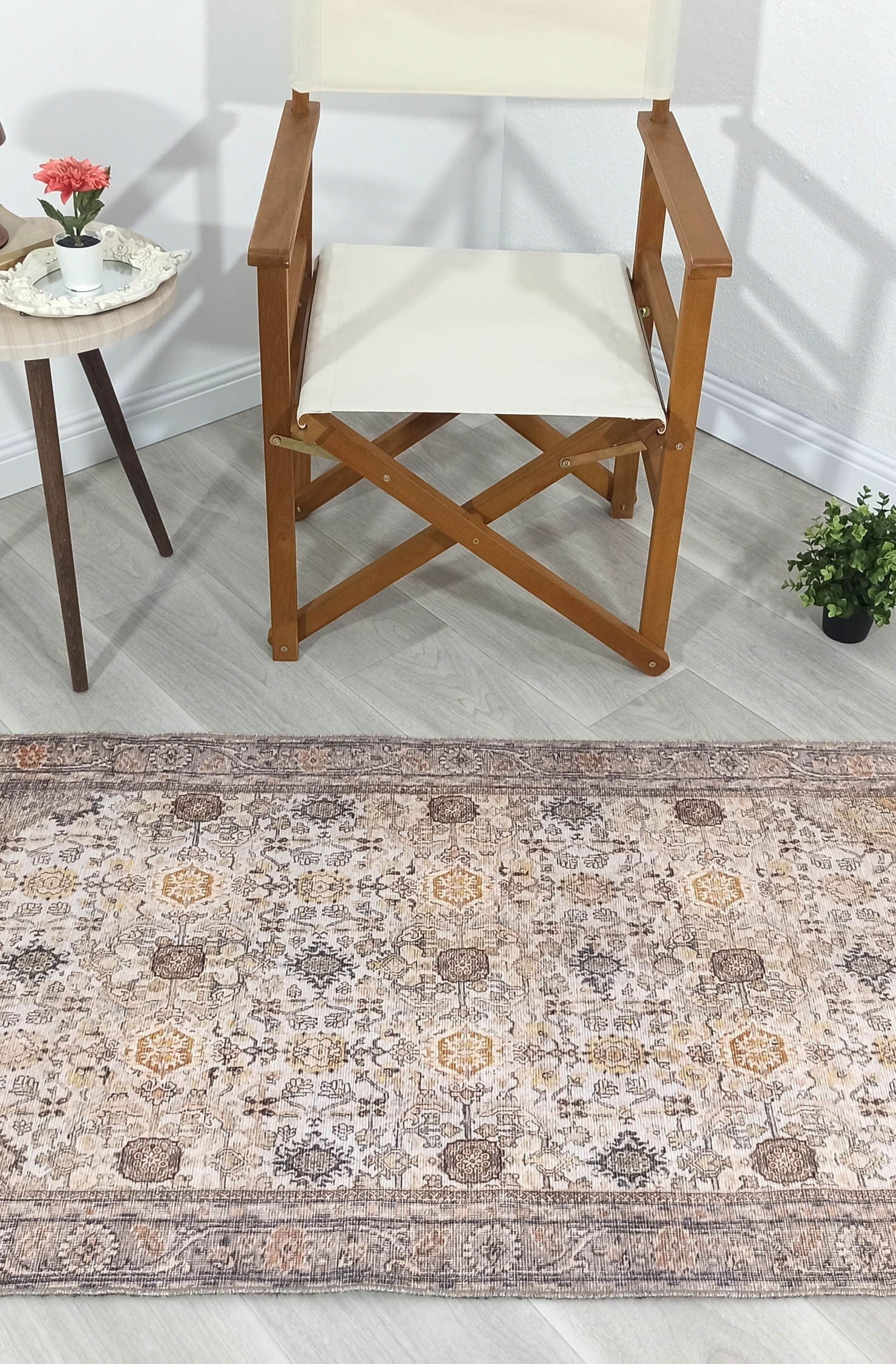 Karta Rug Turkish Vintage Beige Brown Floral Rug