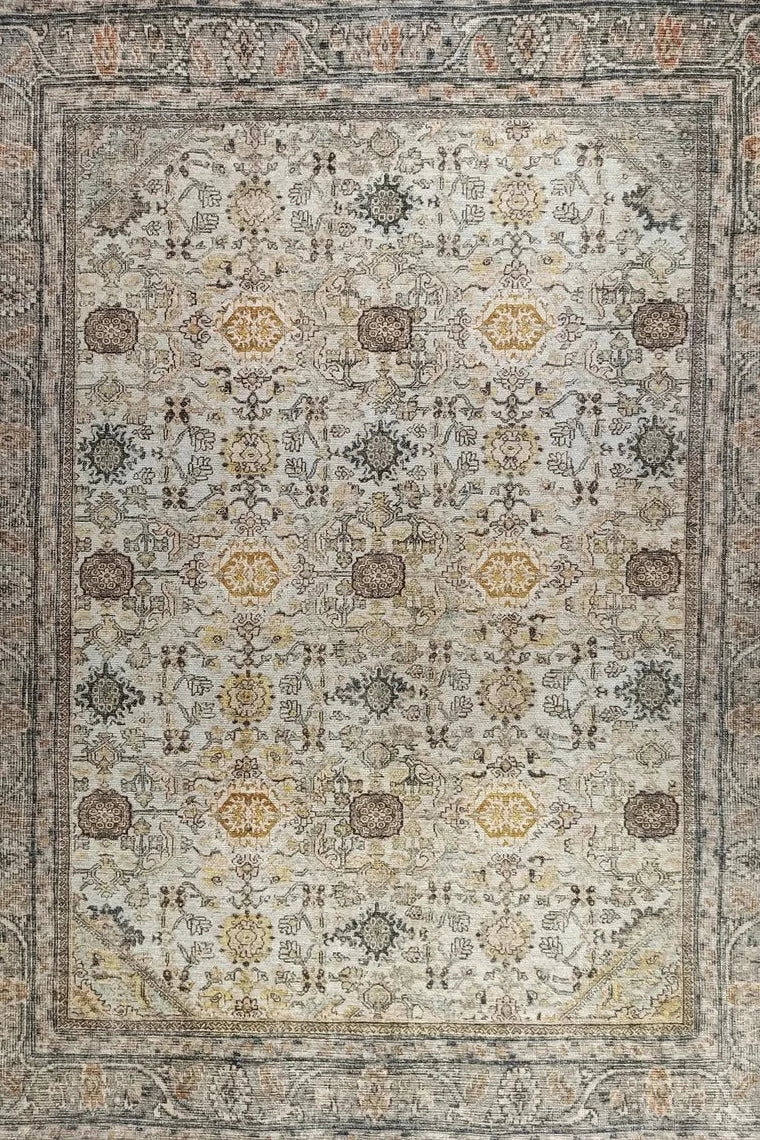 Karta Rug Turkish Vintage Beige Brown Floral Rug