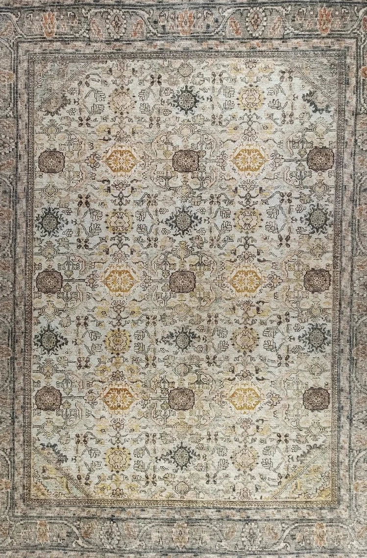 Karta Rug Turkish Vintage Beige Brown Floral Rug