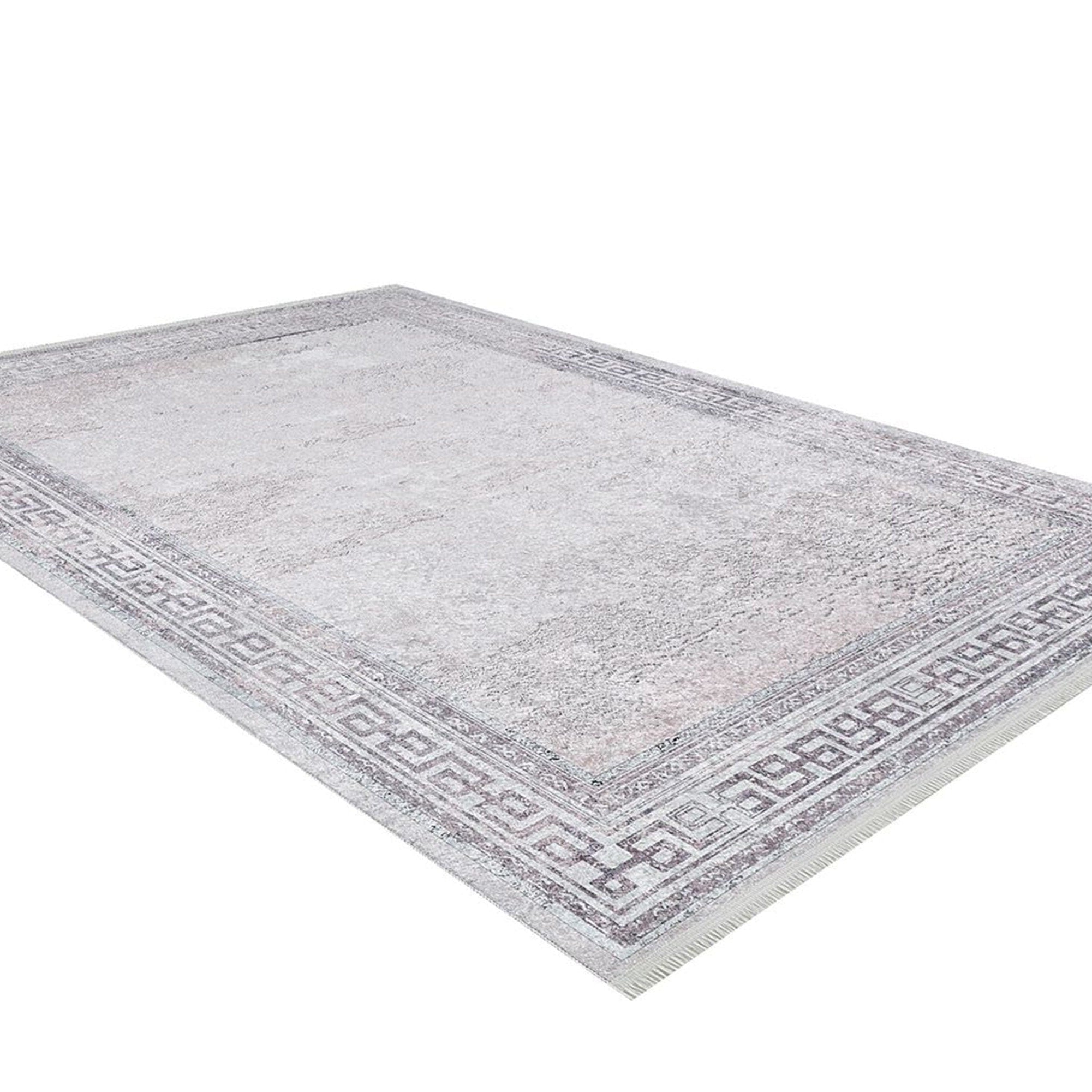 Key Geometric White Light Pink Gray Rug