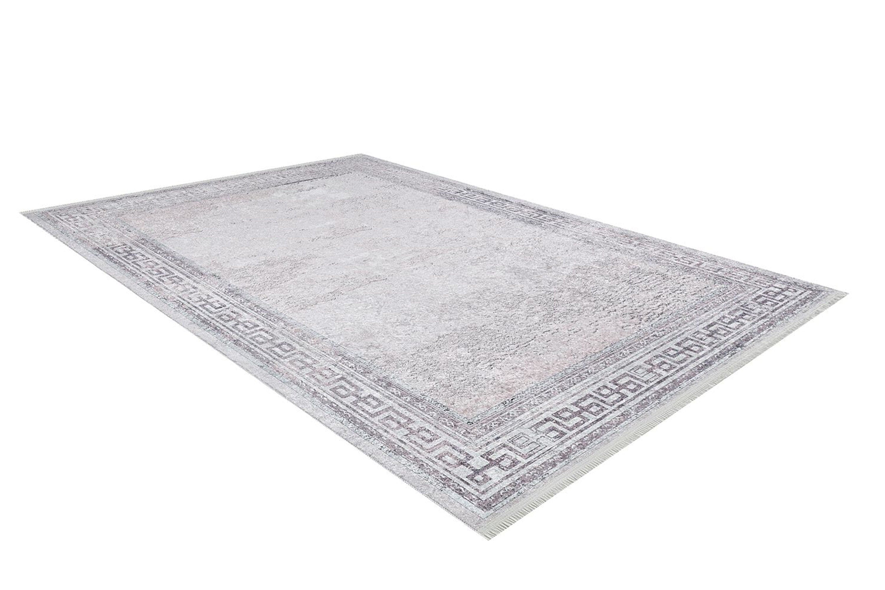 Key Geometric White Light Pink Gray Rug