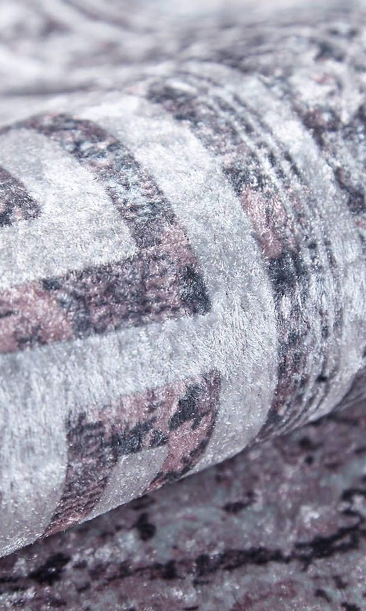 Key Geometric White Light Pink Gray Rug