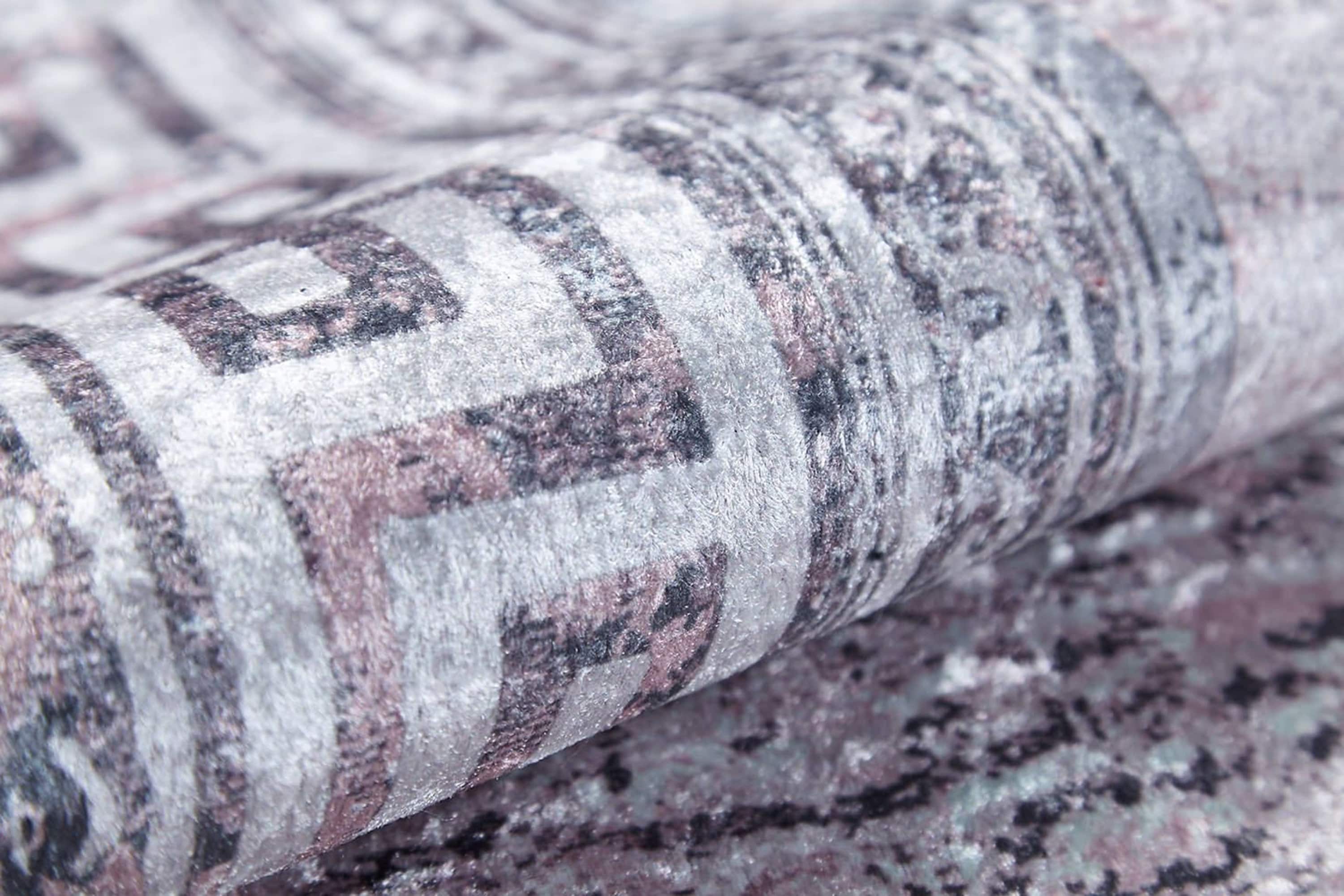 Key Geometric White Light Pink Gray Rug