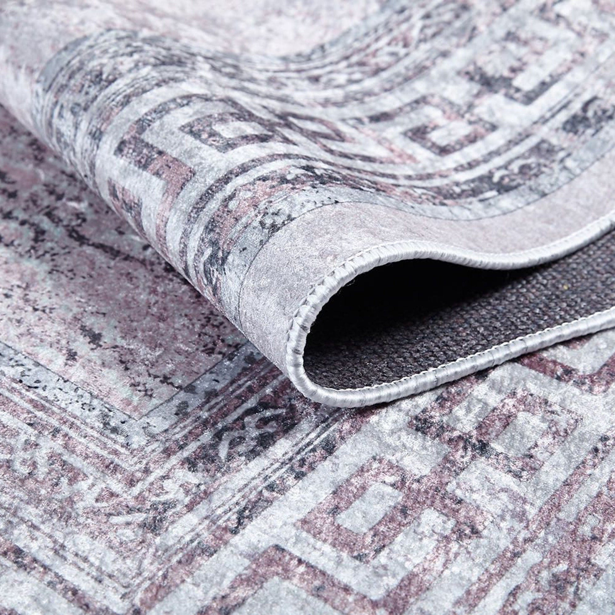 Key Geometric White Light Pink Gray Rug