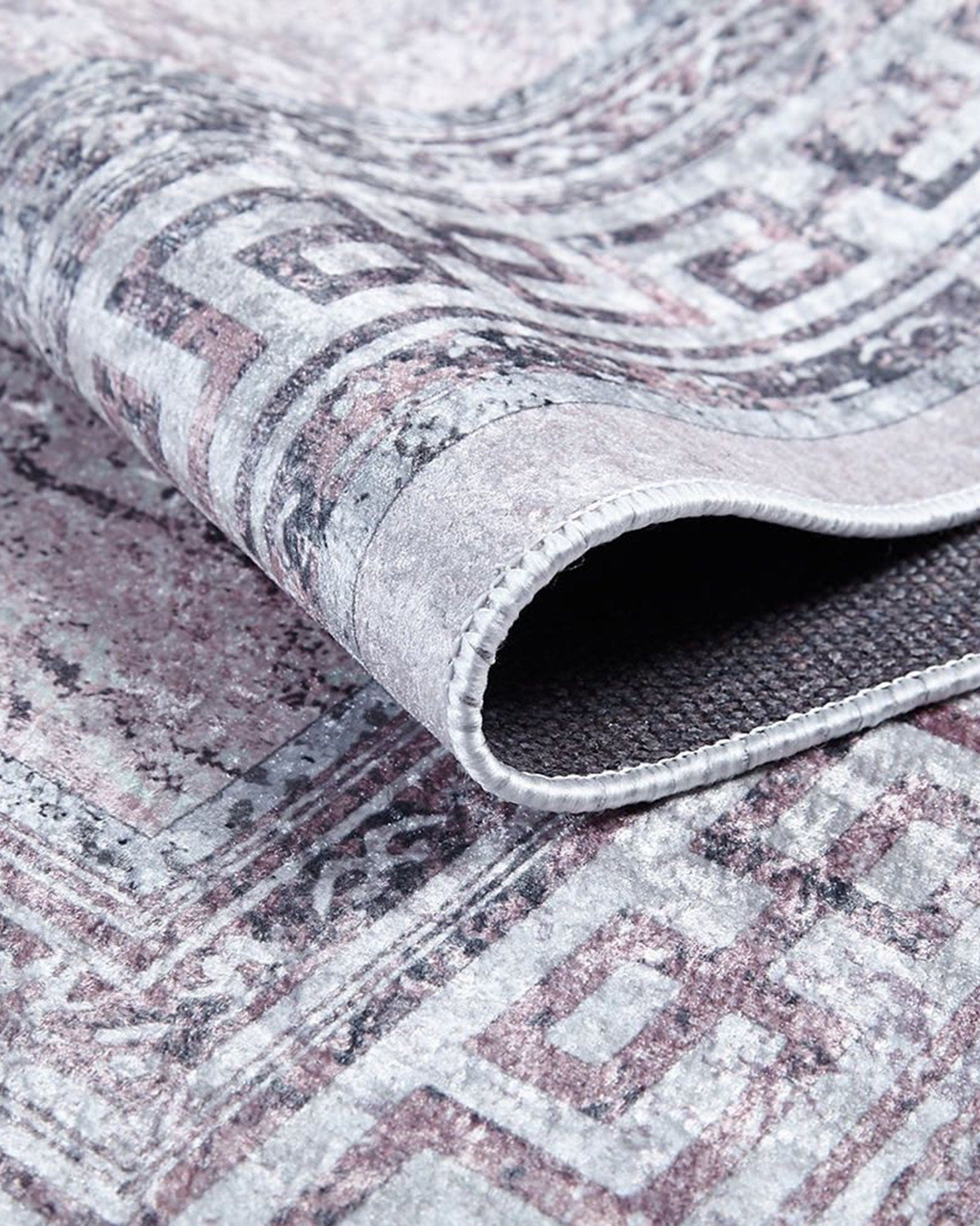 Key Geometric White Light Pink Gray Rug