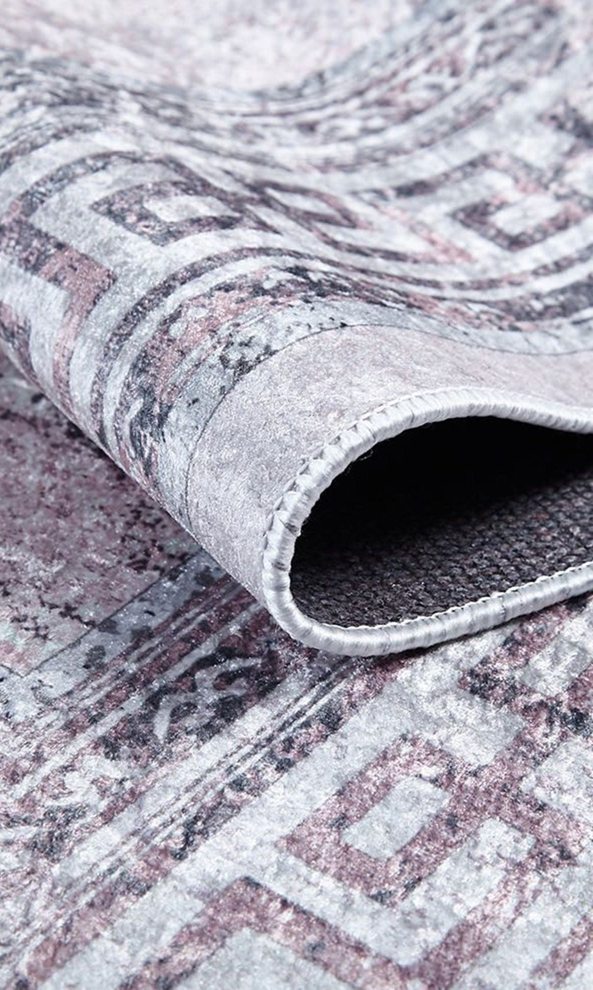 Key Geometric White Light Pink Gray Rug