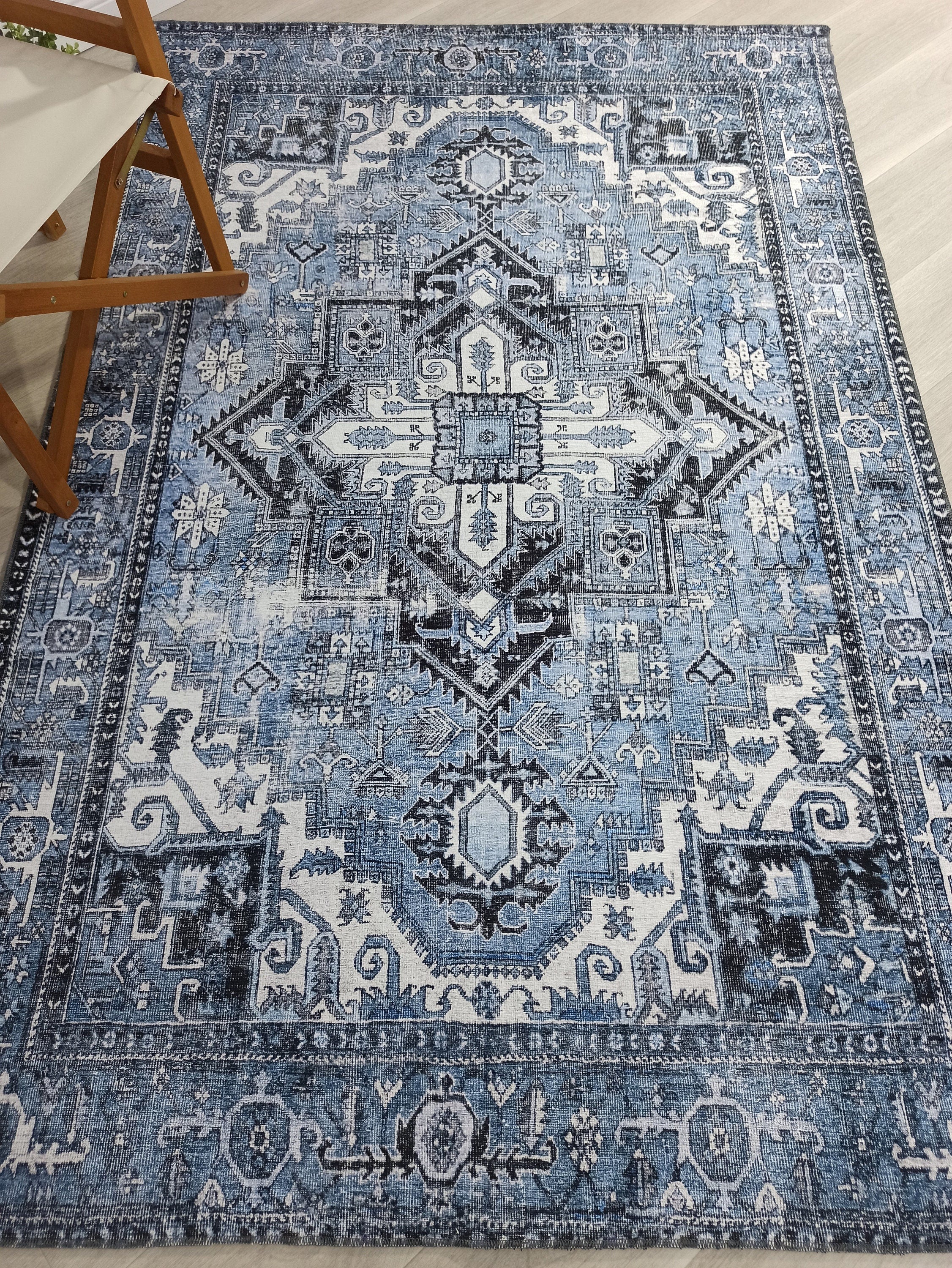 Koli Rug Persian Vintage Blue Rug